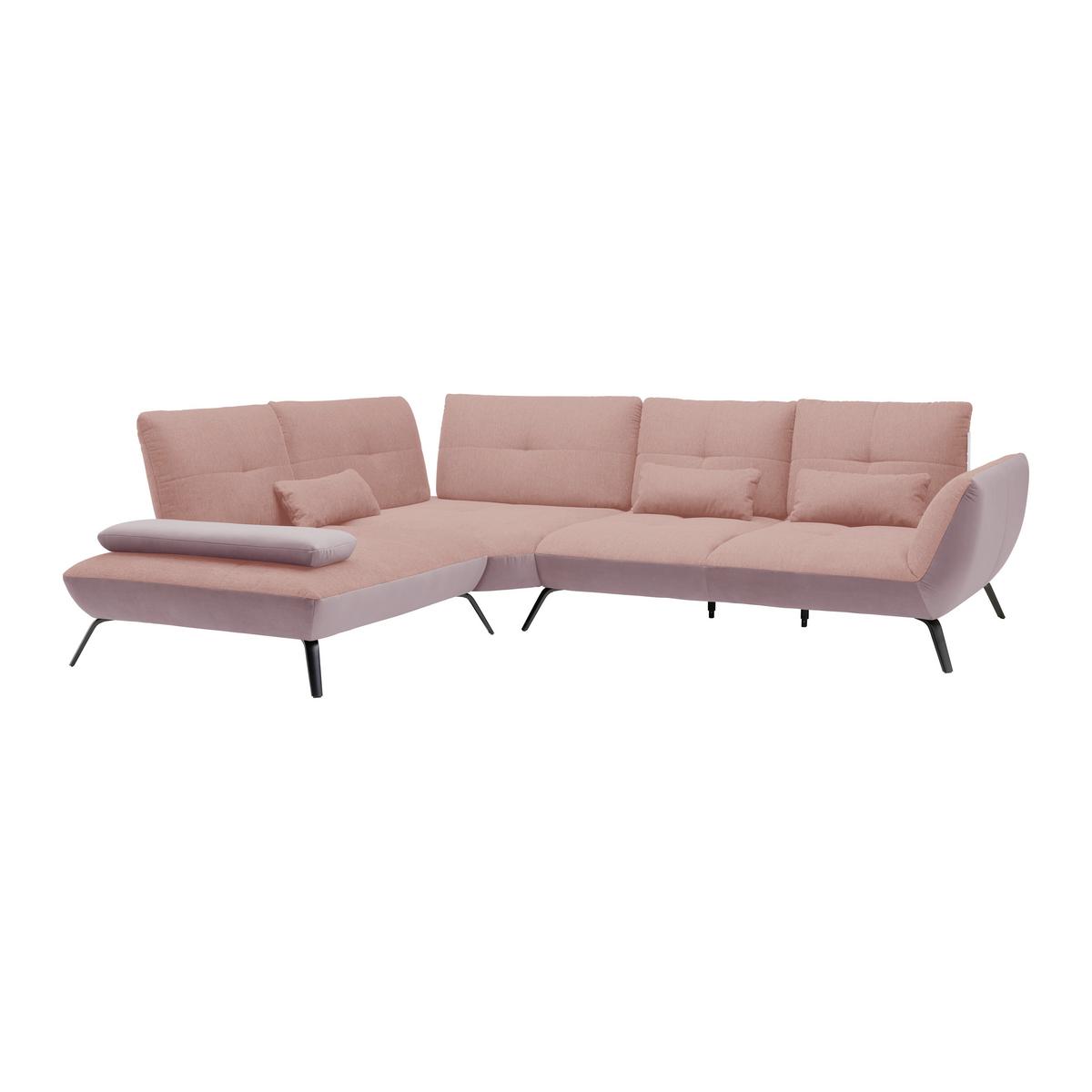 Rohová sedačka TRENDY, levá, šeříková / růžová - růžová/černá, Moderní, kov/kompozitní dřevo (250/93/310cm) - Premium Living