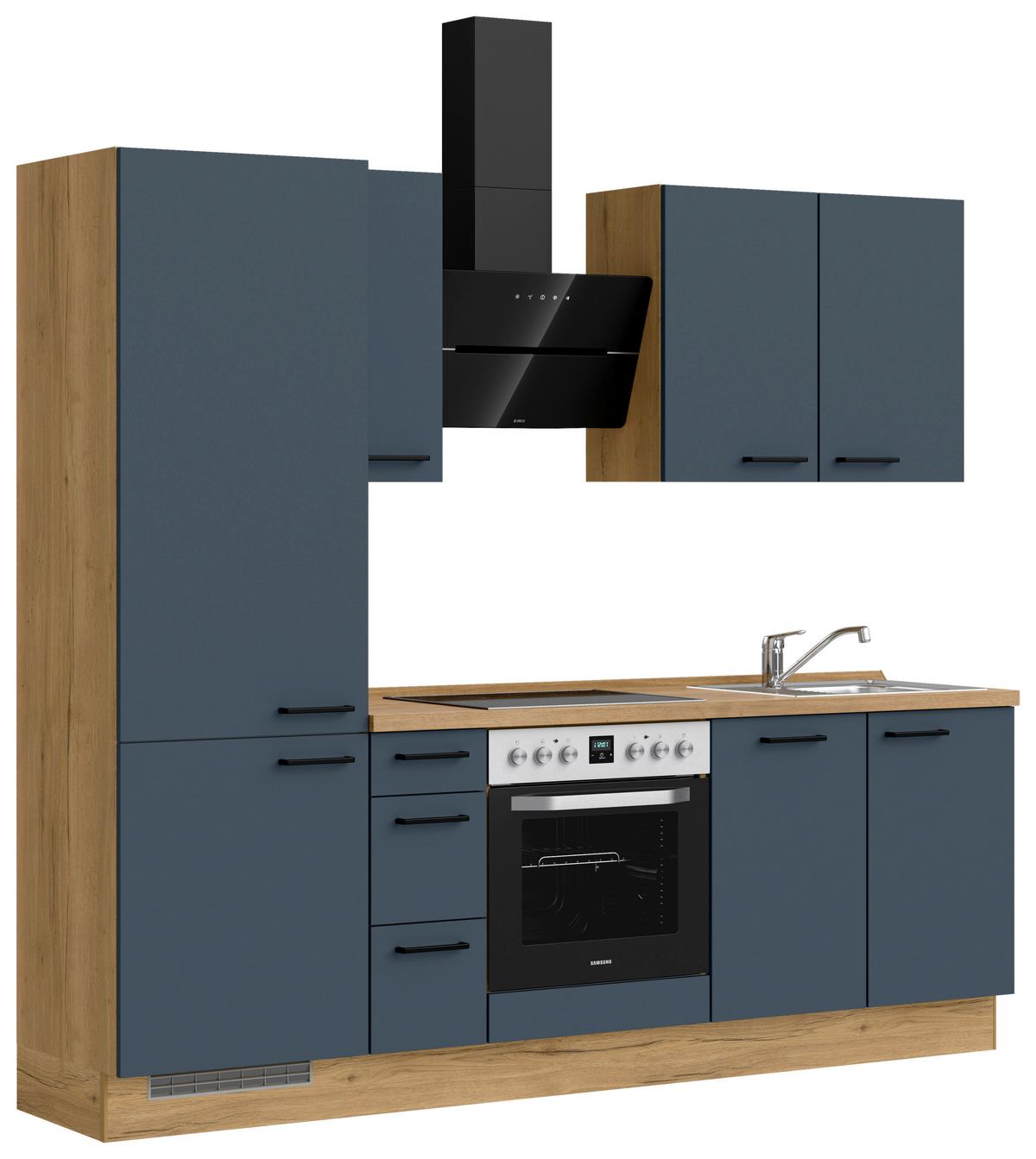 Küchenleerblock Easytouch High-Line, H2 Links - Blau/Eichefarben, MODERN, Holzwerkstoff (240cm) - Nobilia