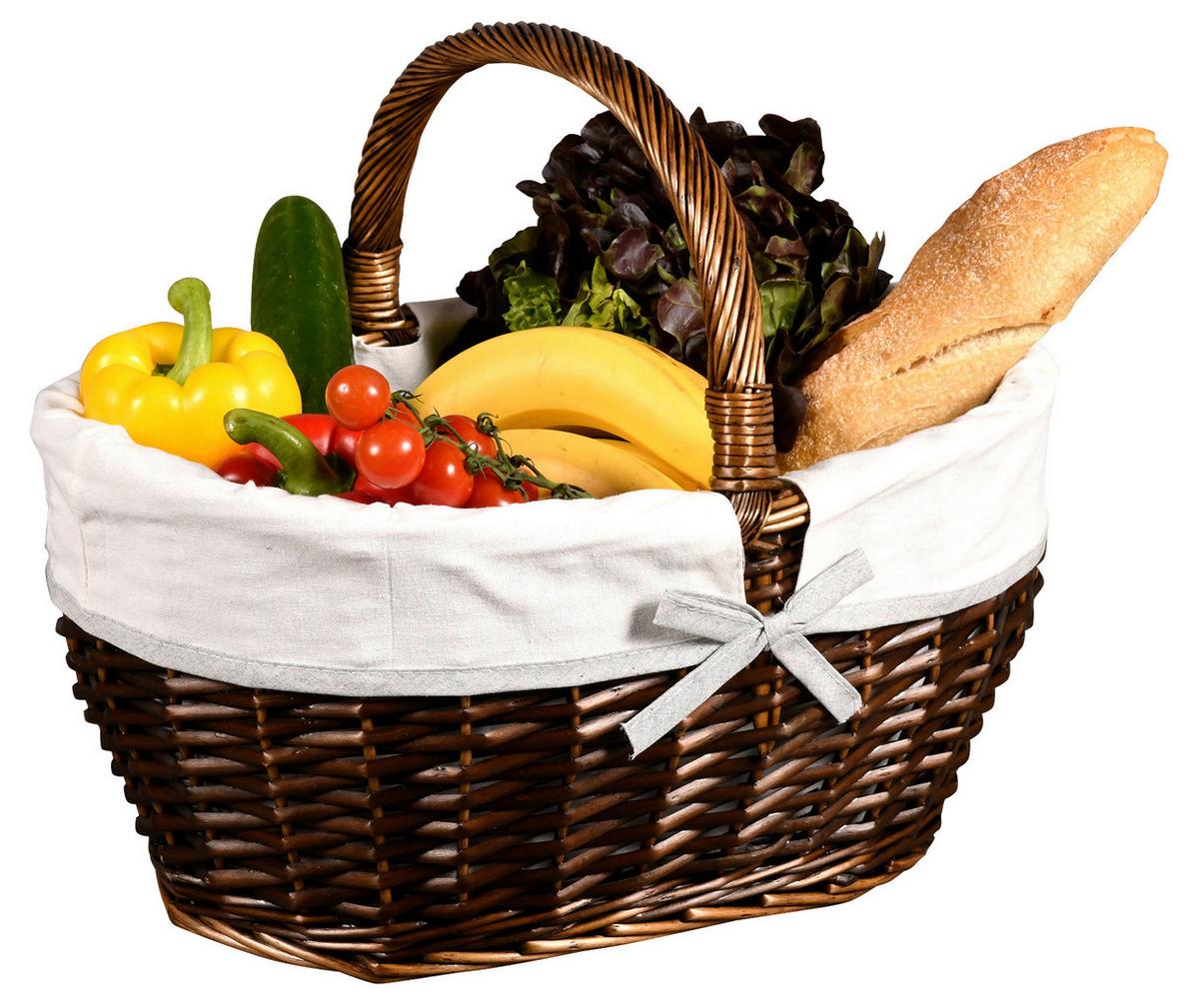 Einkaufskorb Braun, Mit Textilfutter - Braun/Weiß, Basics, Naturmaterialien/Textil (45/33/37cm) - Kesper