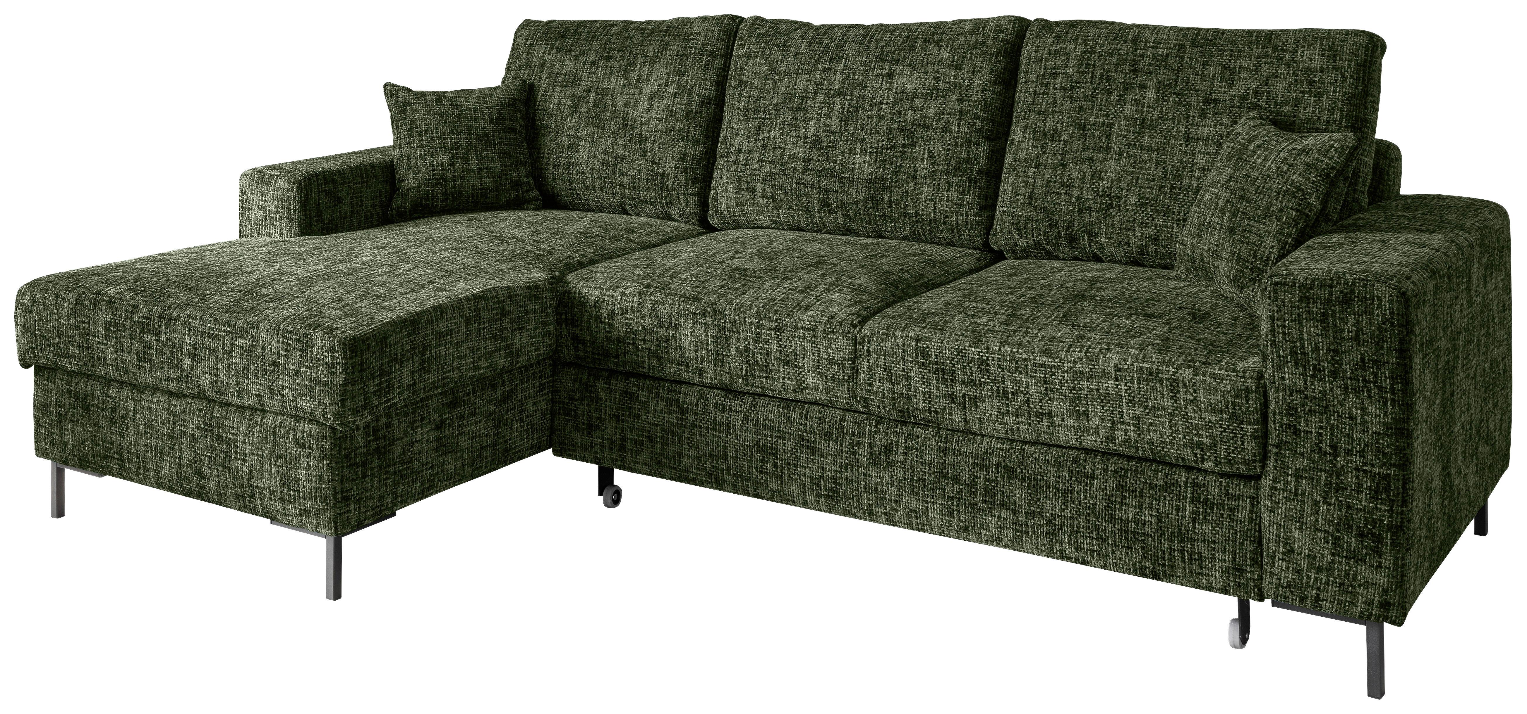 Eckschlafsofa Zona, D. Grün S: 143x237 Cm - Dunkelgrün/Schwarz, KONVENTIONELL, Textil (143/237cm) - Livetastic