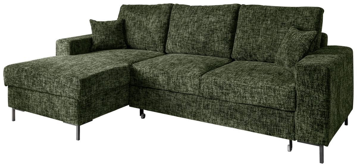 Eckschlafsofa Zona, D. Grün S: 143x237 Cm - Dunkelgrün/Schwarz, KONVENTIONELL, Textil (143/237cm) - Livetastic