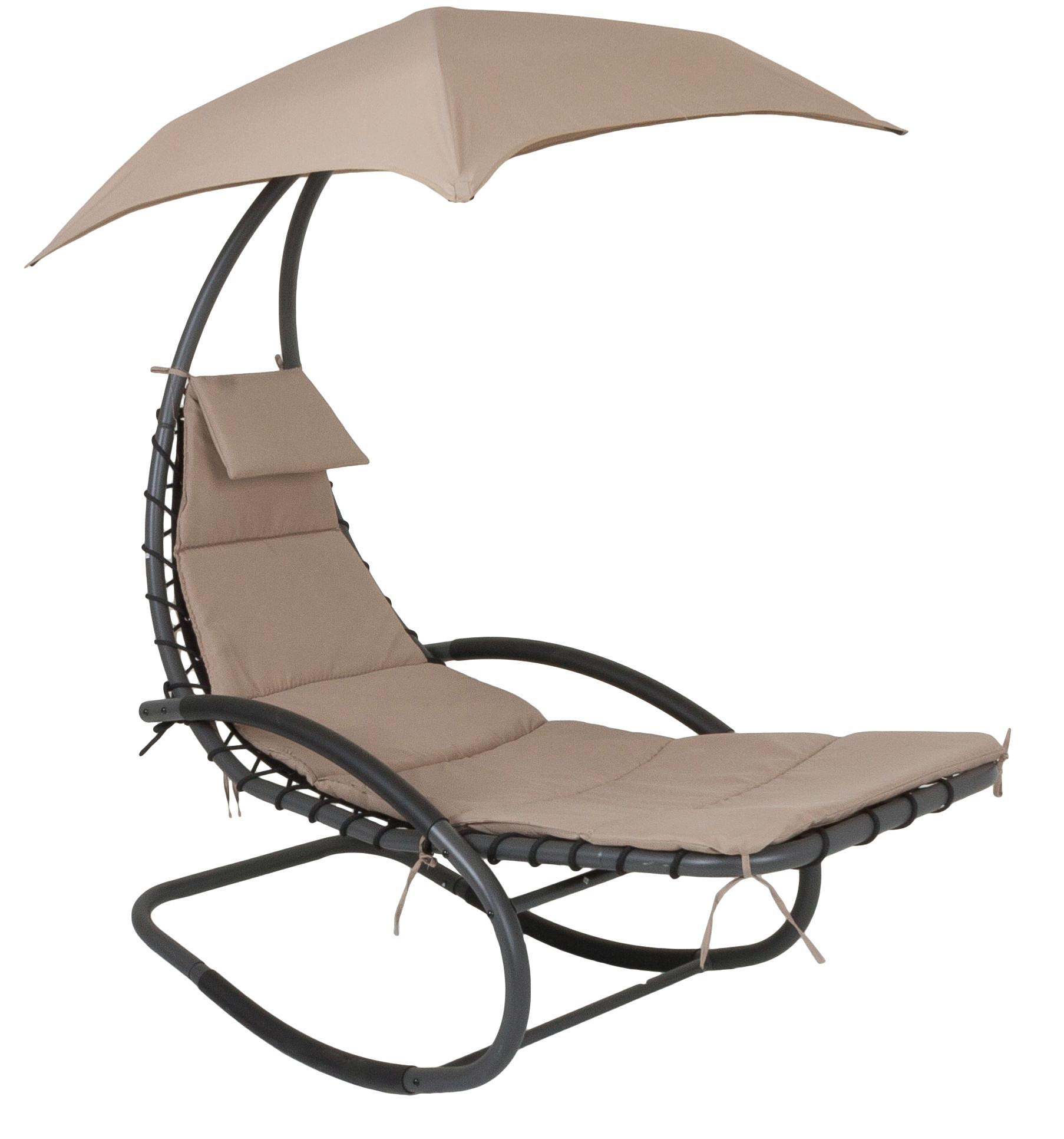 Schaukelliege Keros Kunststoff/Metall mit Dach - Anthrazit/Creme, Basics, Kunststoff/Metall (170/82/185cm) - Gardenson