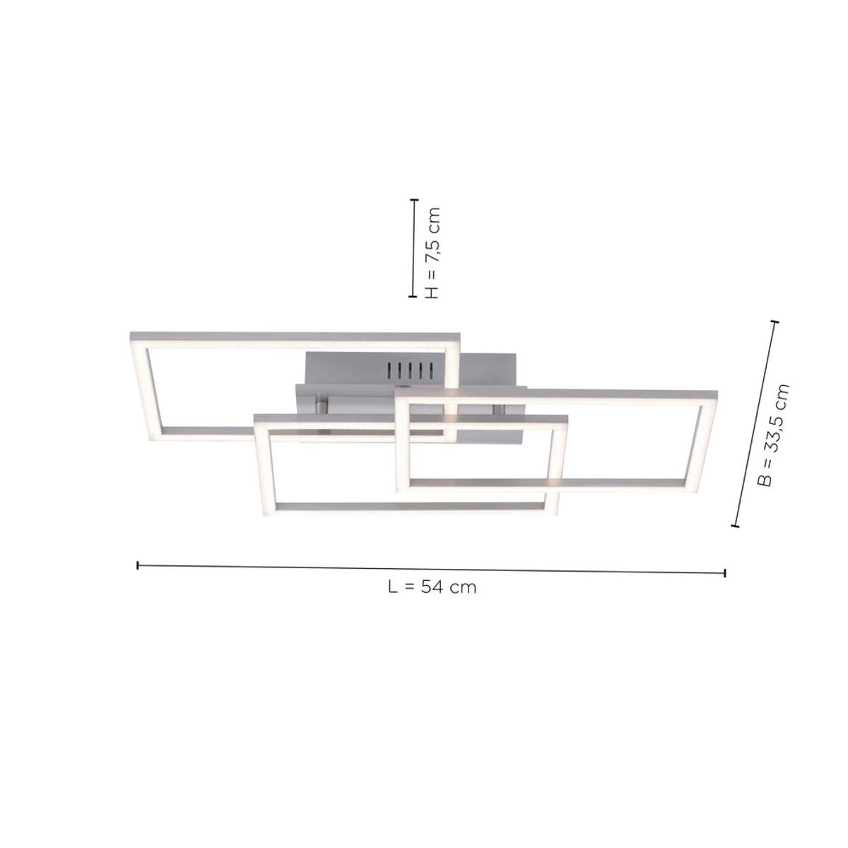 LED-Deckenleuchte Iven L: 54 cm dimmbar mit Memory-Funktion - Alufarben, Design, Kunststoff/Metall (54/33,5/7,5cm)
