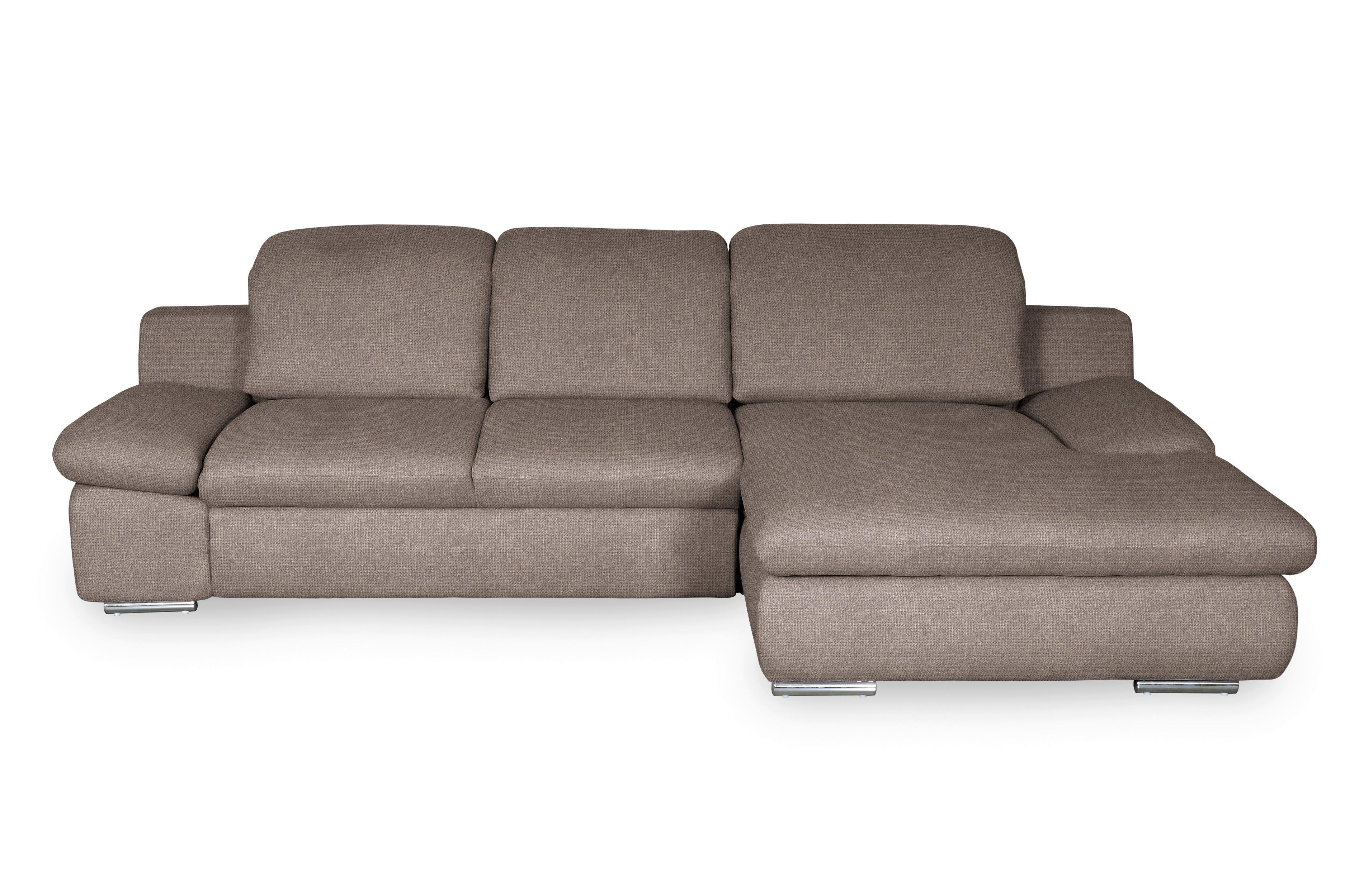 Ecksofa Isona Taupe Chenille - Taupe/Chromfarben, Design, Textil (286/165cm) - Livetastic