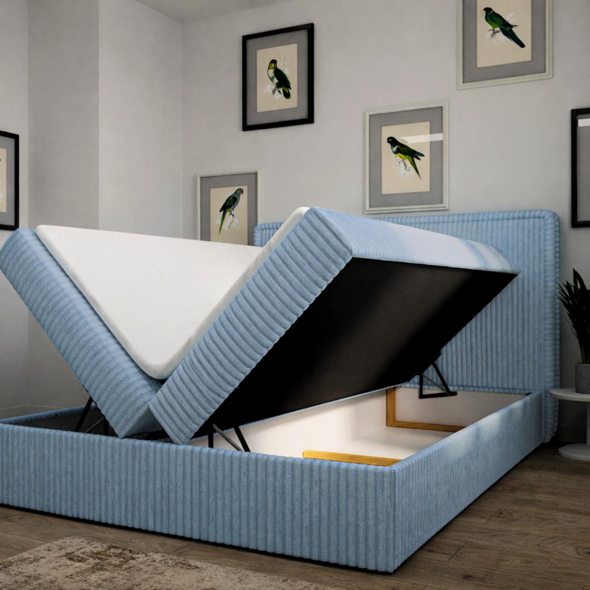 Boxbett Barcelona Lf: 140x200 Blau - Blau/Schwarz, MODERN, Holz/Kunststoff (140/200cm) - MID.YOU