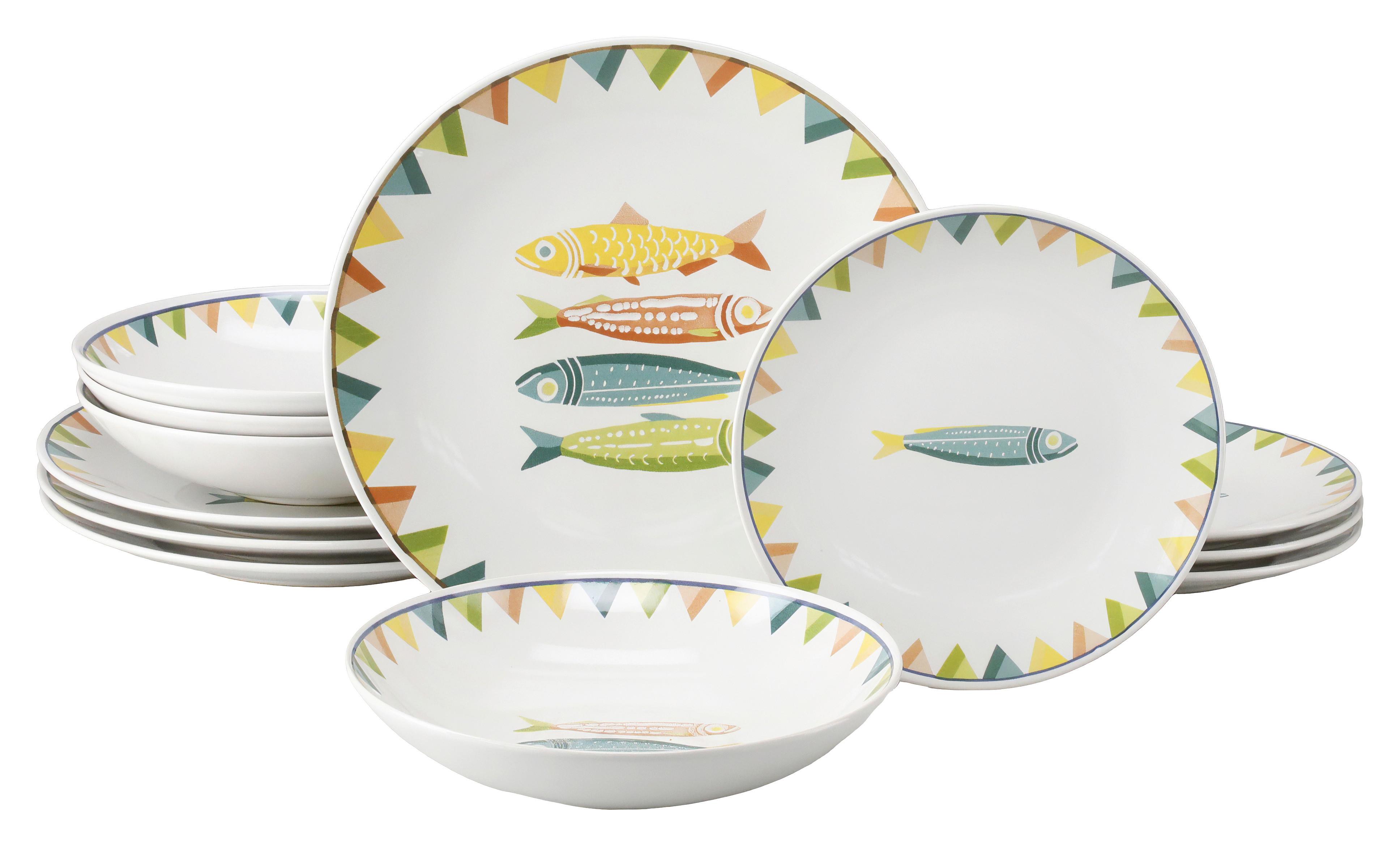 Tafelservice Sardinhas Steinzeug, 12 -Teilig. - Multicolor, Basics, Keramik - Creatable