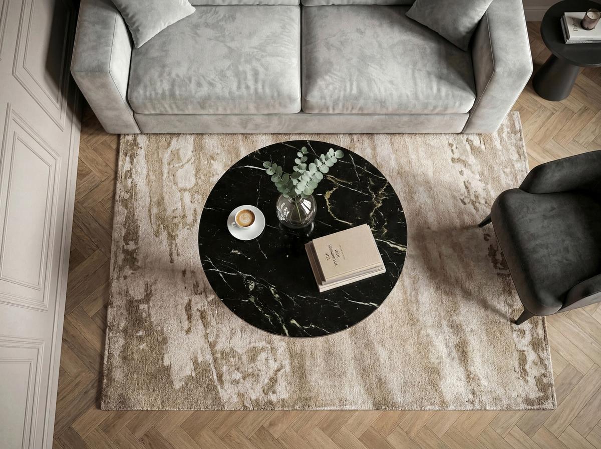 Konferenčný stolík mramor - čierna/zlatá, Design, kov/kameň (60/60/39cm) - MID.YOU