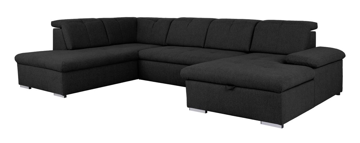 Wohnlandschaft Ramzes Schwarz U: 215x328x173 cm - Schwarz/Grau, Design, Textil (215/328/173cm) - MID.YOU