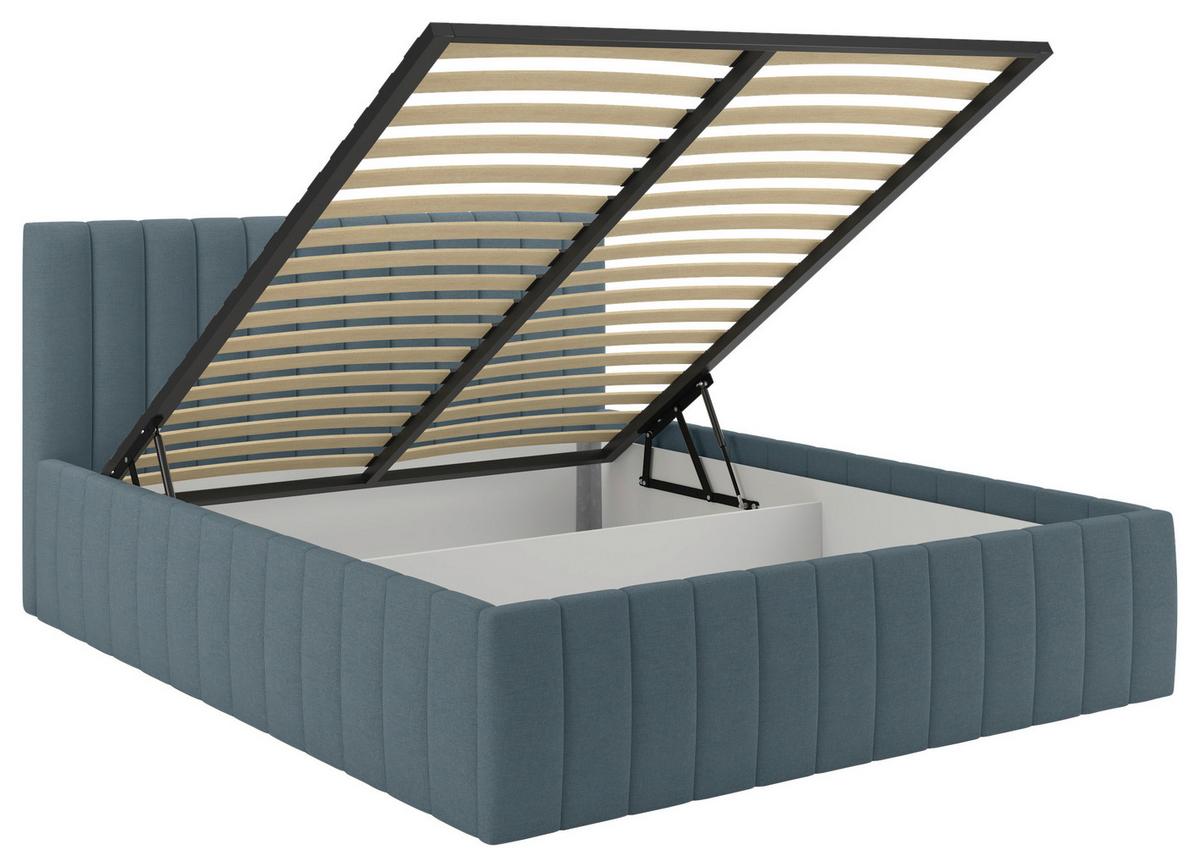 Čalúnená posteľ ORINOCO PL: 160/200 cm, modrá - modrá/čierna, Modern, kov/drevo (160/200cm) - Mömax