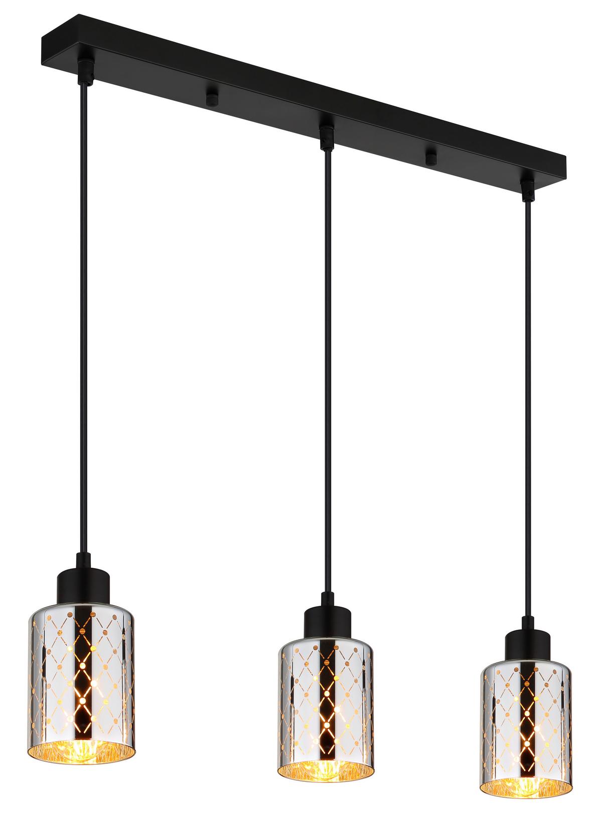 HÄNGELEUCHTE Exkl. 3xE27 40W - Klar/Chromfarben, Basics, Glas/Kunststoff (59/9/120cm) - Globo
