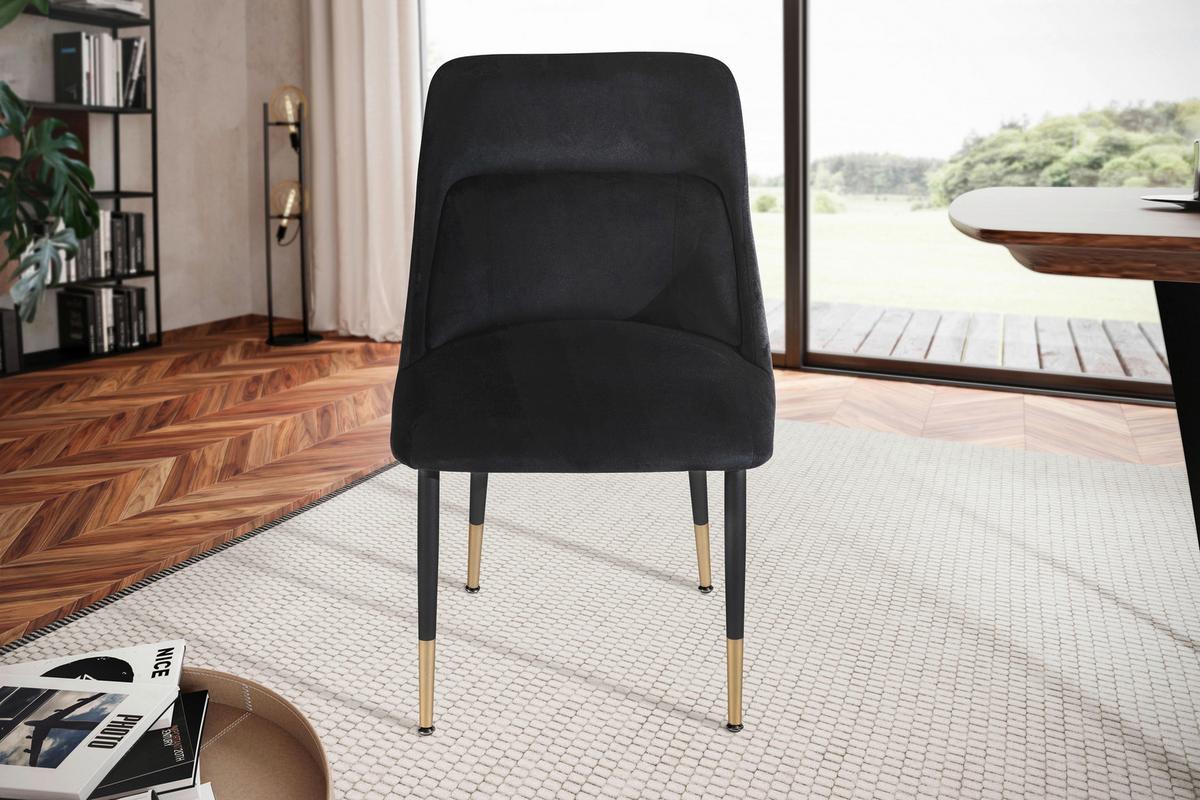 Židle černa/zlatá - černá/barvy zlata, Design, kov/textil (49/85/56cm) - Livetastic