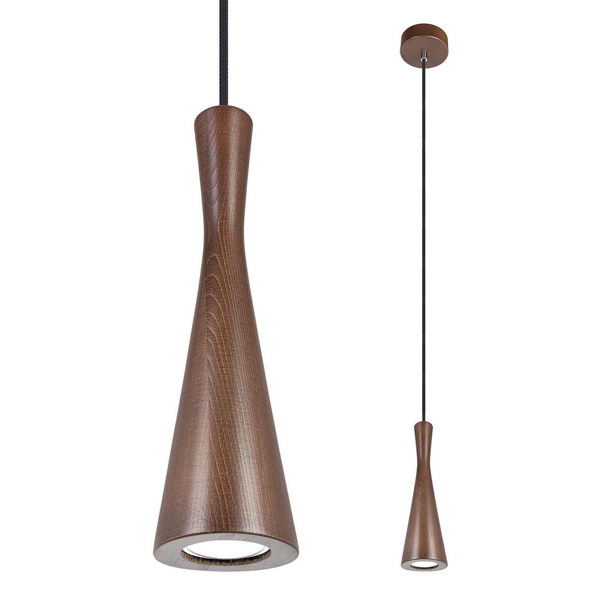 HÄNGELEUCHTE 8510131 VEGAS - Nussbaumfarben/Schwarz, Design, Holz (10/90-140cm)