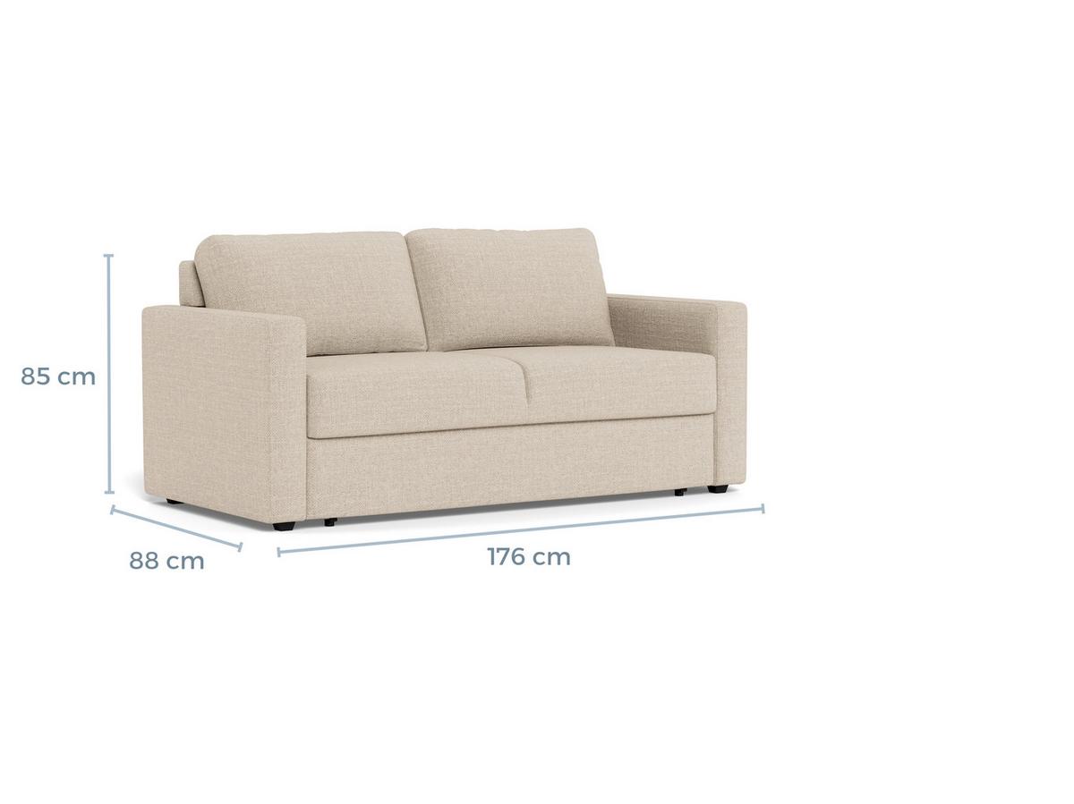 Schlafsofa Fleury Beige B: 176cm - Beige/Schwarz, MODERN, Kunststoff/Textil (176/85/88cm) - Livetastic