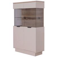 Highboard Darius Eiche Artisan/kashmir,b:88,5cm - Kaschmir/Schwarz, Trend, Glas/Holzwerkstoff (88,5/148,3/37cm)