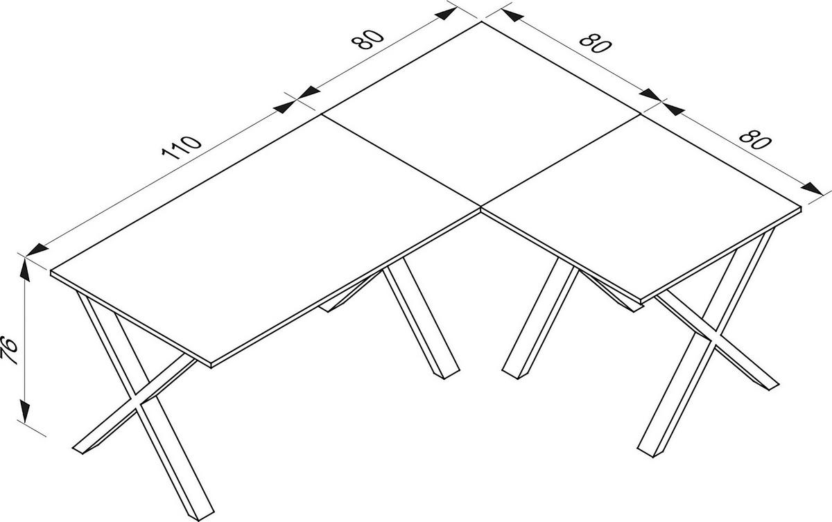 Eckschreibtisch Lona 190x160cm Weiß - Weiß, MODERN, Holzwerkstoff/Metall (190/160/76cm) - MID.YOU