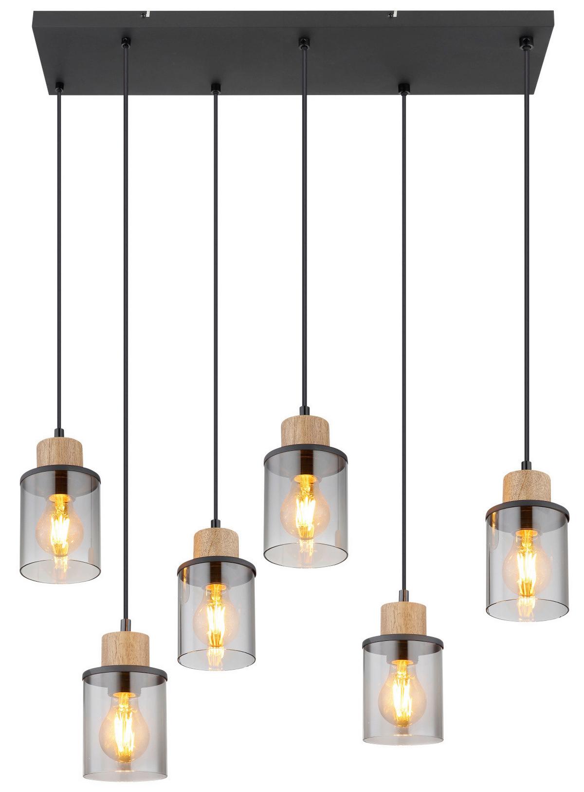 Függőlámpa 15707-6h Reid - sötétbarna/fekete, Design, műanyag/üveg (62/18/120cm) - Globo