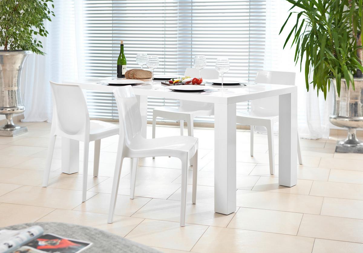 Esstisch Weiß B: 140 Cm - Weiß Hochglanz, MODERN, Holzwerkstoff (140/90/76cm) - Livetastic