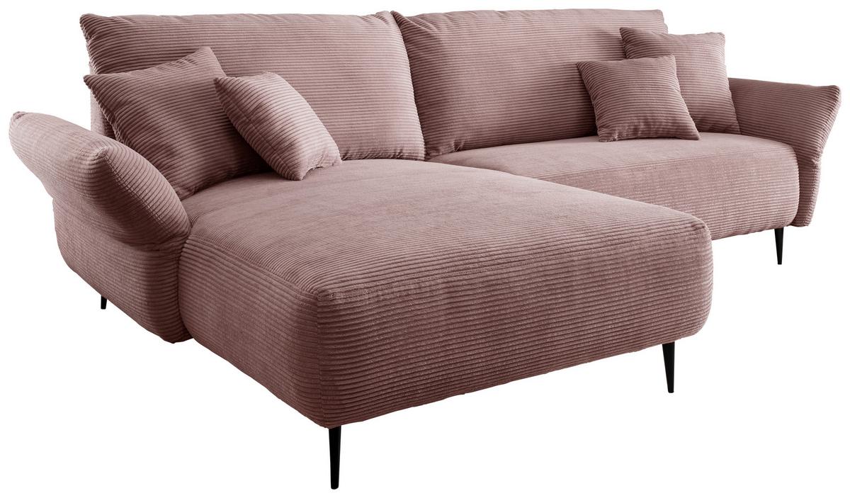 Ecksofa Vanilla Rosa S: 178/264-302 Cm - Schwarz/Rosa, Design, Textil (178/264-302cm) - Livetastic