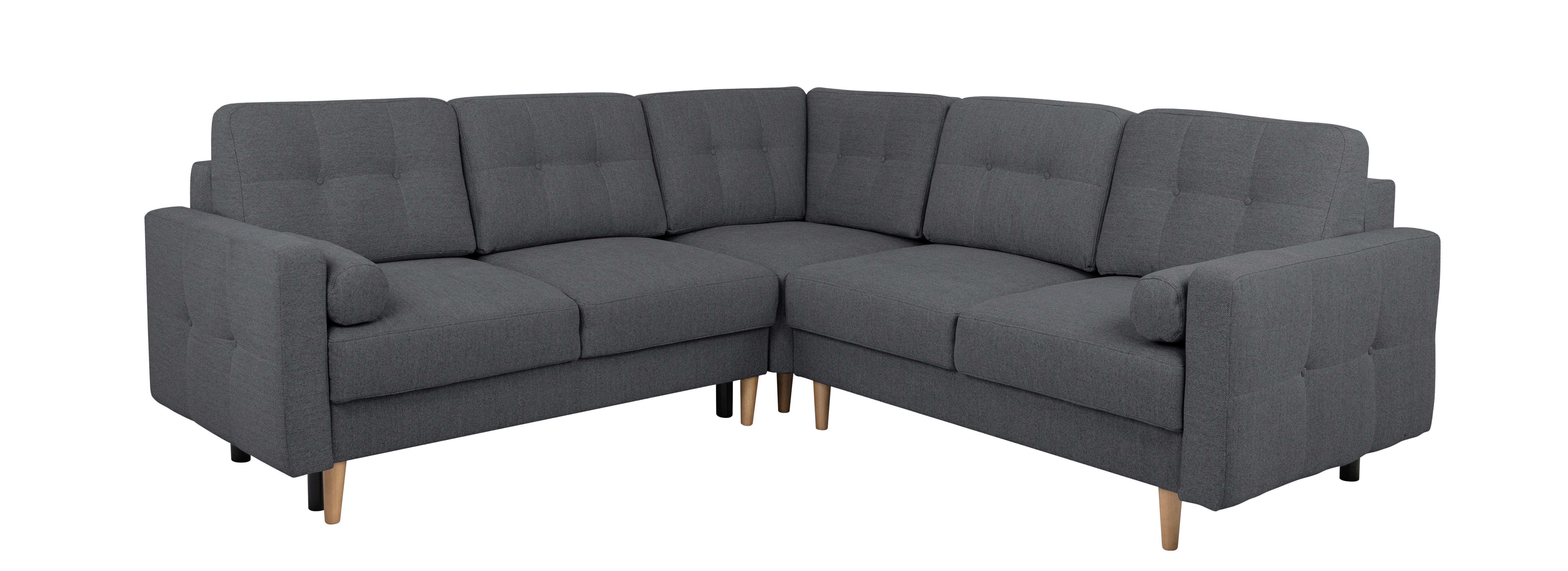 Ecksofa Noret Dunkelgrau S: 242x242 Cm - Dunkelgrau/Buchefarben, Design, Textil (242/242cm) - MID.YOU
