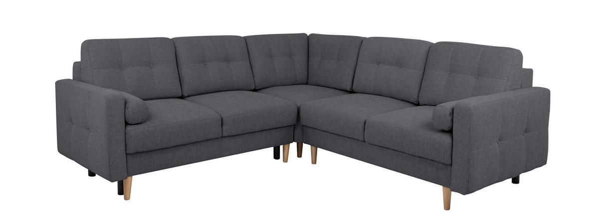 Ecksofa Noret Dunkelgrau S: 242x242 Cm - Dunkelgrau/Buchefarben, Design, Textil (242/242cm) - MID.YOU