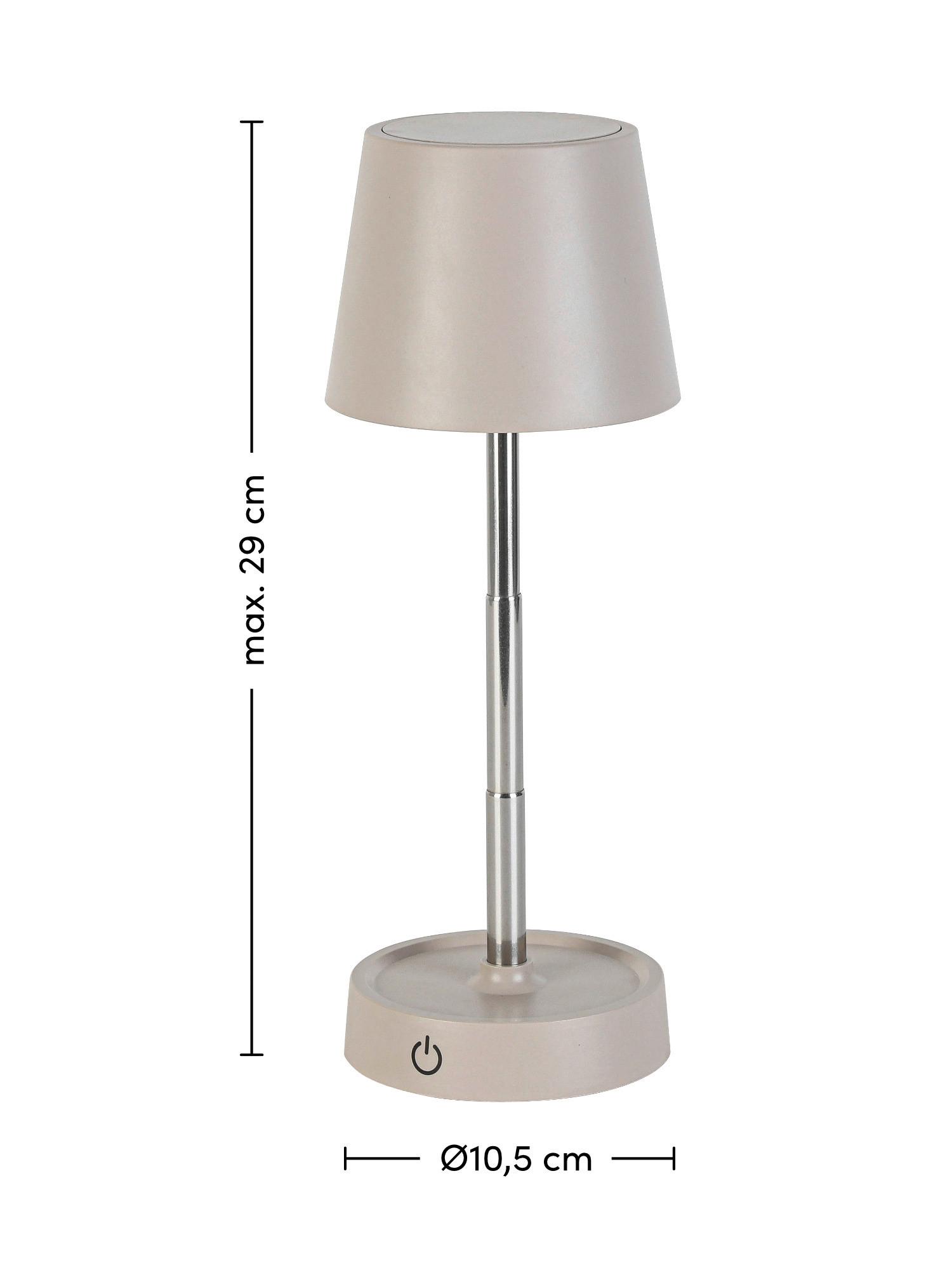 NABÍJATEĽNÁ STOLNÁ LAMPA KLAPPI - piesková, Modern, kov/plast (10,5/11-28cm) - Mömax