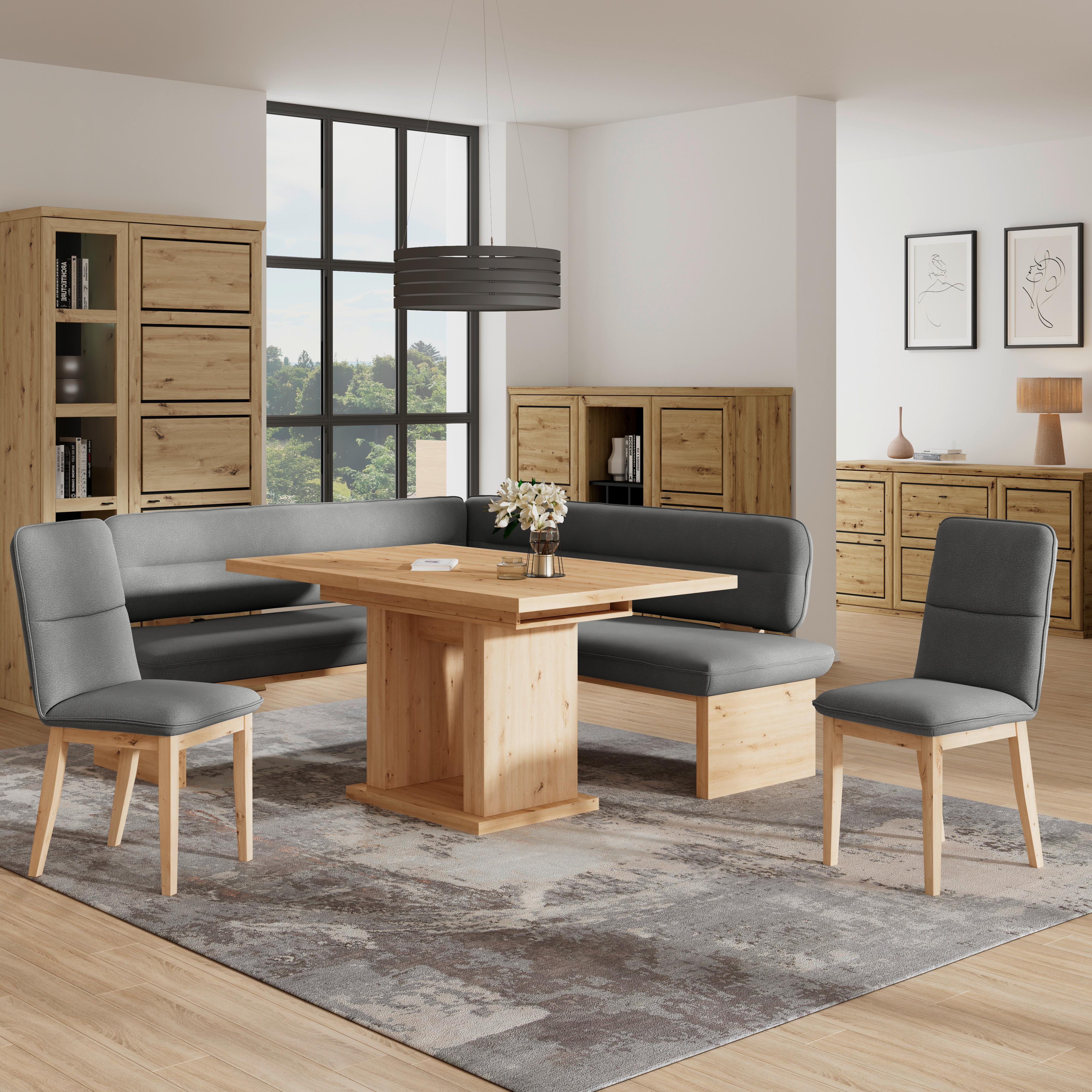 Eckbank Beluna Ii Webstoff Anthrazit, B: 170cm - Eichefarben/Anthrazit, KONVENTIONELL, Holz/Textil (170/232cm) - James Wood