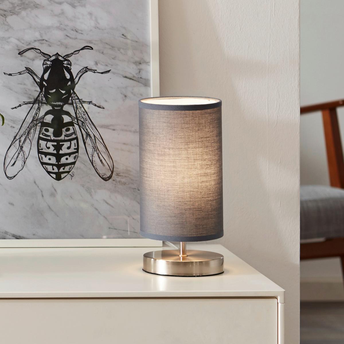 Tischleuchte 13247/22 Clarie - Silberfarben/Grau, KONVENTIONELL, Textil/Metall (12/25,5cm) - Brilliant