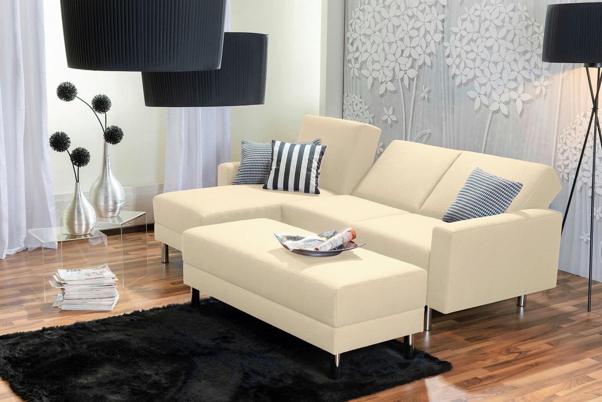 Ecksofa mit Schlaffunktion Just Fashion Beige - Chromfarben/Beige, KONVENTIONELL, Textil (152/230cm) - Max Winzer