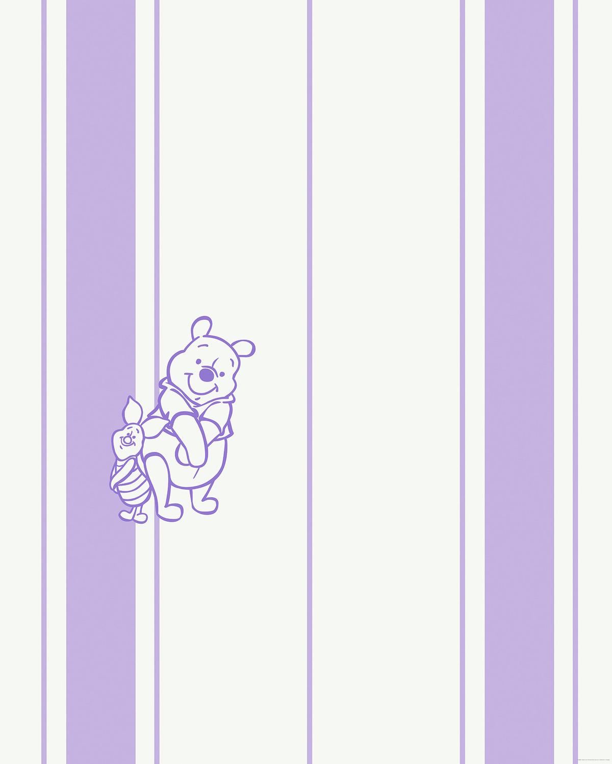 Vliestapete Winnie The Pooh Gentle - Lila/Weiß, Basics (200/250cm) - Komar
