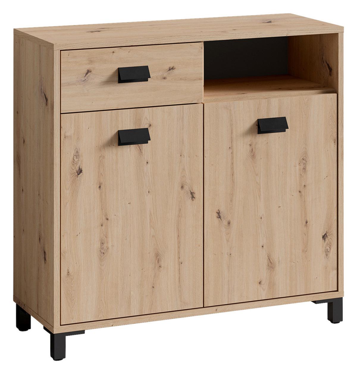 Badezimmer Wellness Eiche Artisan/Schwarz B: 194,5 cm - Schwarz/Eiche Artisan, MODERN, Holzwerkstoff/Kunststoff (194,5cm) - MID.YOU