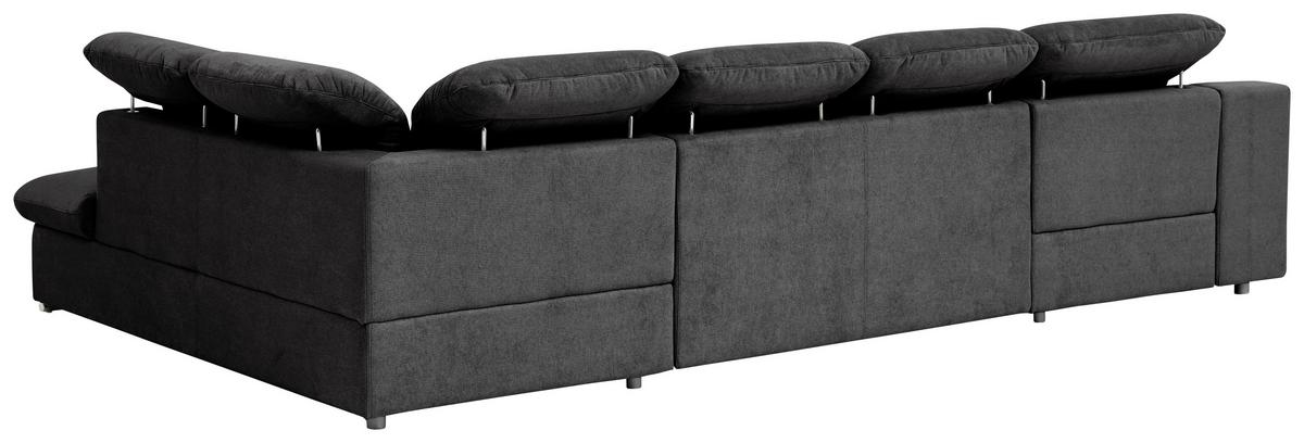 Wohnlandschaft Isona Schwarz Chenille - Chromfarben/Schwarz, Design, Textil (165/353/212cm) - Livetastic