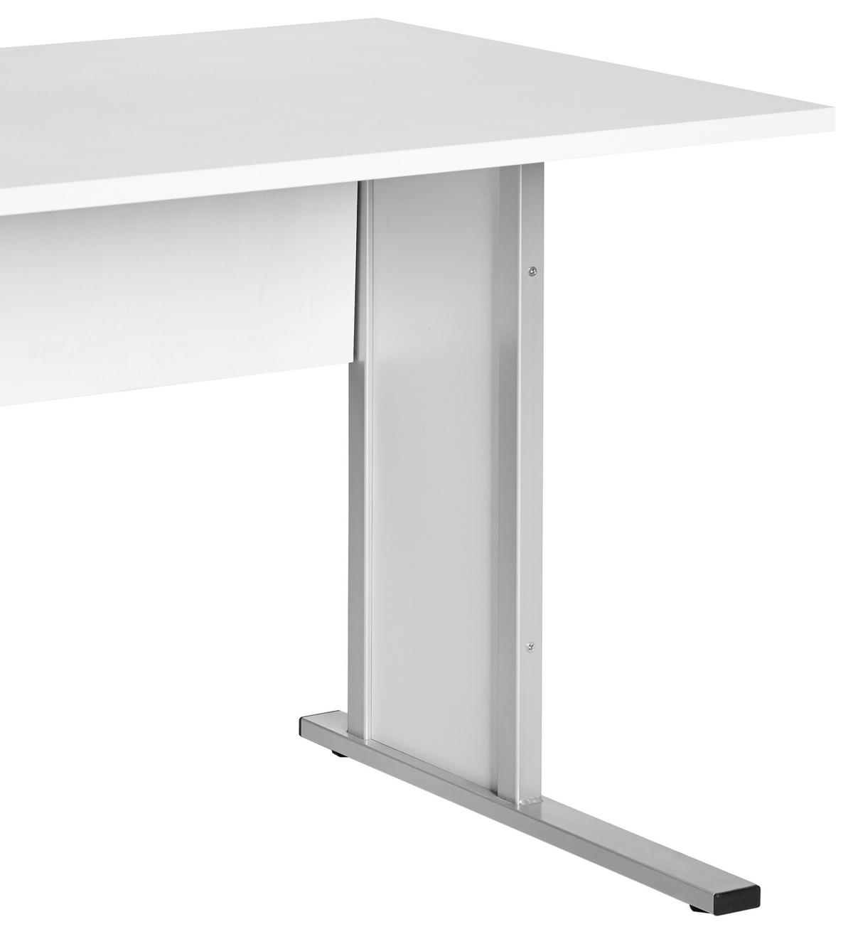 Schreibtisch B 140cm H 72,2cm Serie 4000, Hellgrau - Silberfarben/Hellgrau, Basics, Holzwerkstoff/Metall (140/65/72,2cm) - MID.YOU