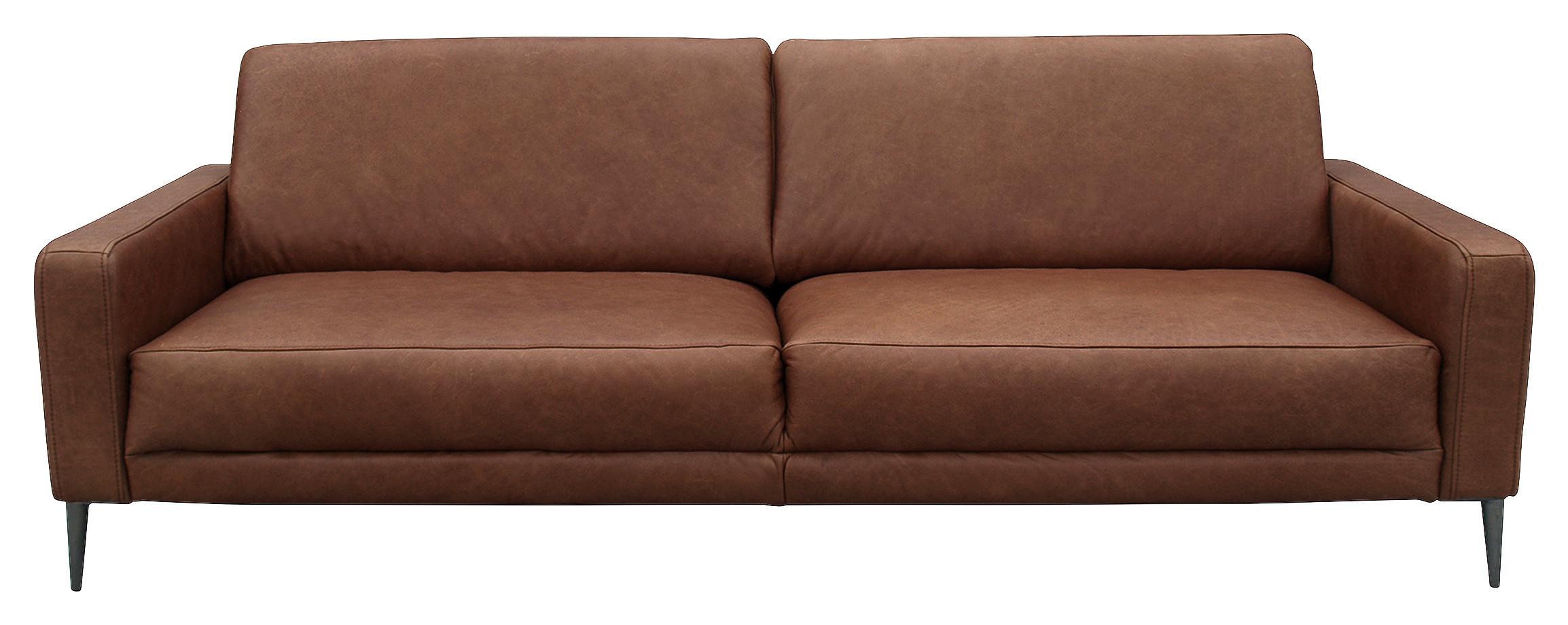 3,5-Sitzer Spring, Dunkelbraun B: 207 cm - Dunkelbraun/Schwarzchrom, Design, Leder (207/85/92cm) - Livetastic