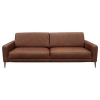 3,5-Sitzer Spring, Dunkelbraun B: 207 cm - Dunkelbraun/Schwarzchrom, Design, Leder (207/85/92cm) - Livetastic