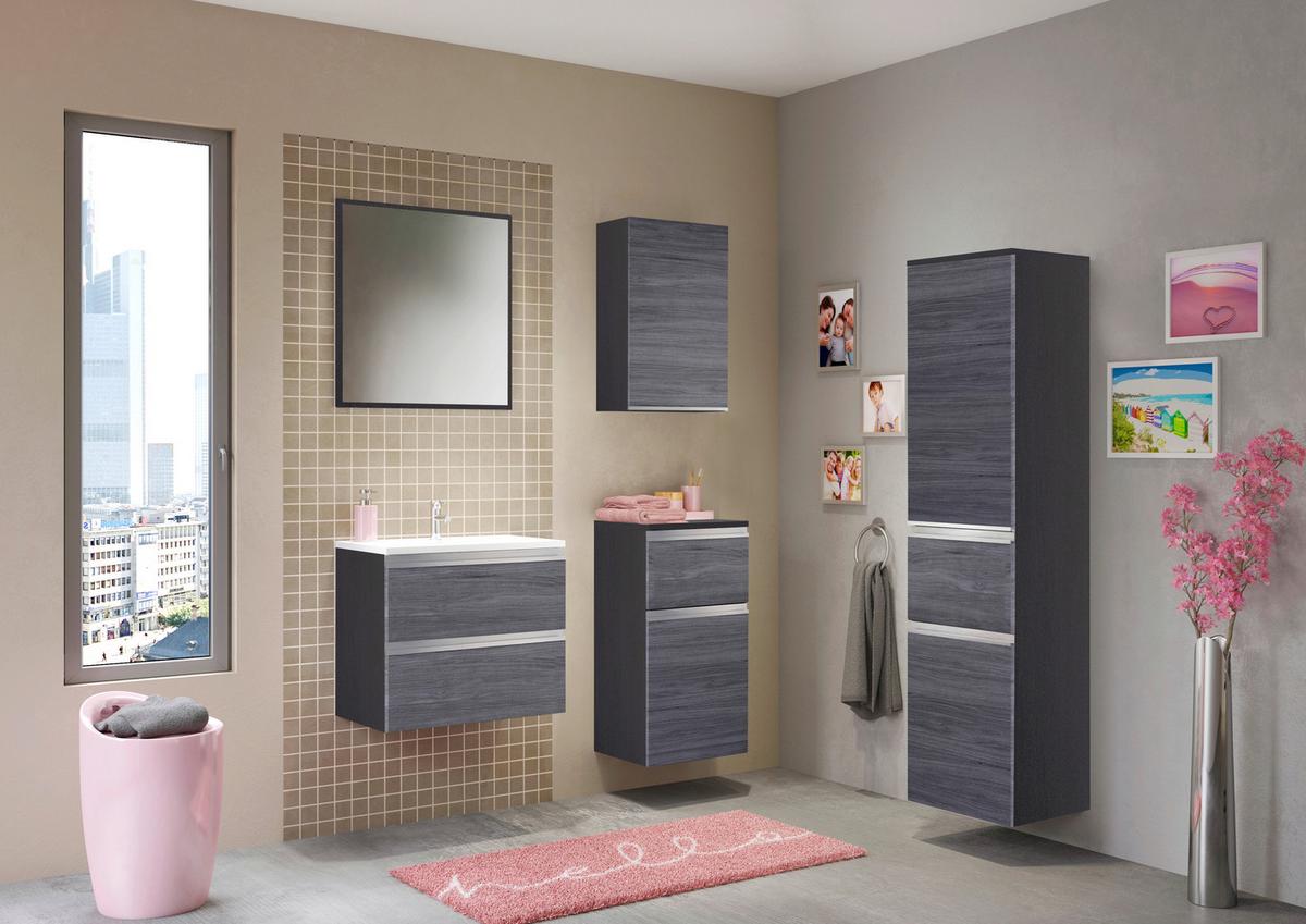 Badspiegel Arezzo Bxh 60x64 Cm Rahmen Graphit Dekor - Silbereichenfarben, Basics, Glas/Holzwerkstoff (60/64/2,5cm) - Held