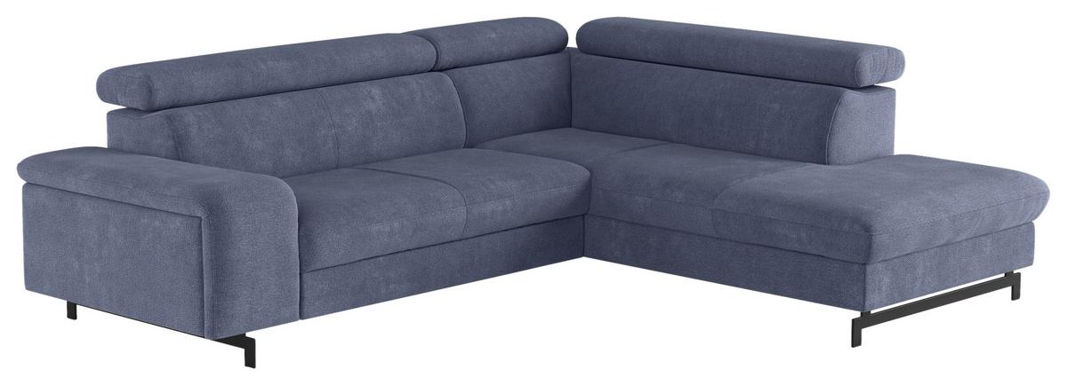 Ecksofa mit Bettkasten Emma Blau 262x215 cm - Blau/Schwarz, Textil (262/215cm) - MID.YOU