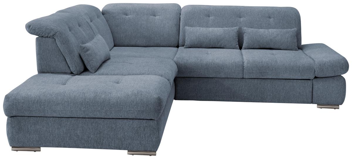Ecksofa Mit Schlaffunktion Dalida Hellblau Chenille - Chromfarben/Hellblau, Design, Textil (254/280cm) - Livetastic