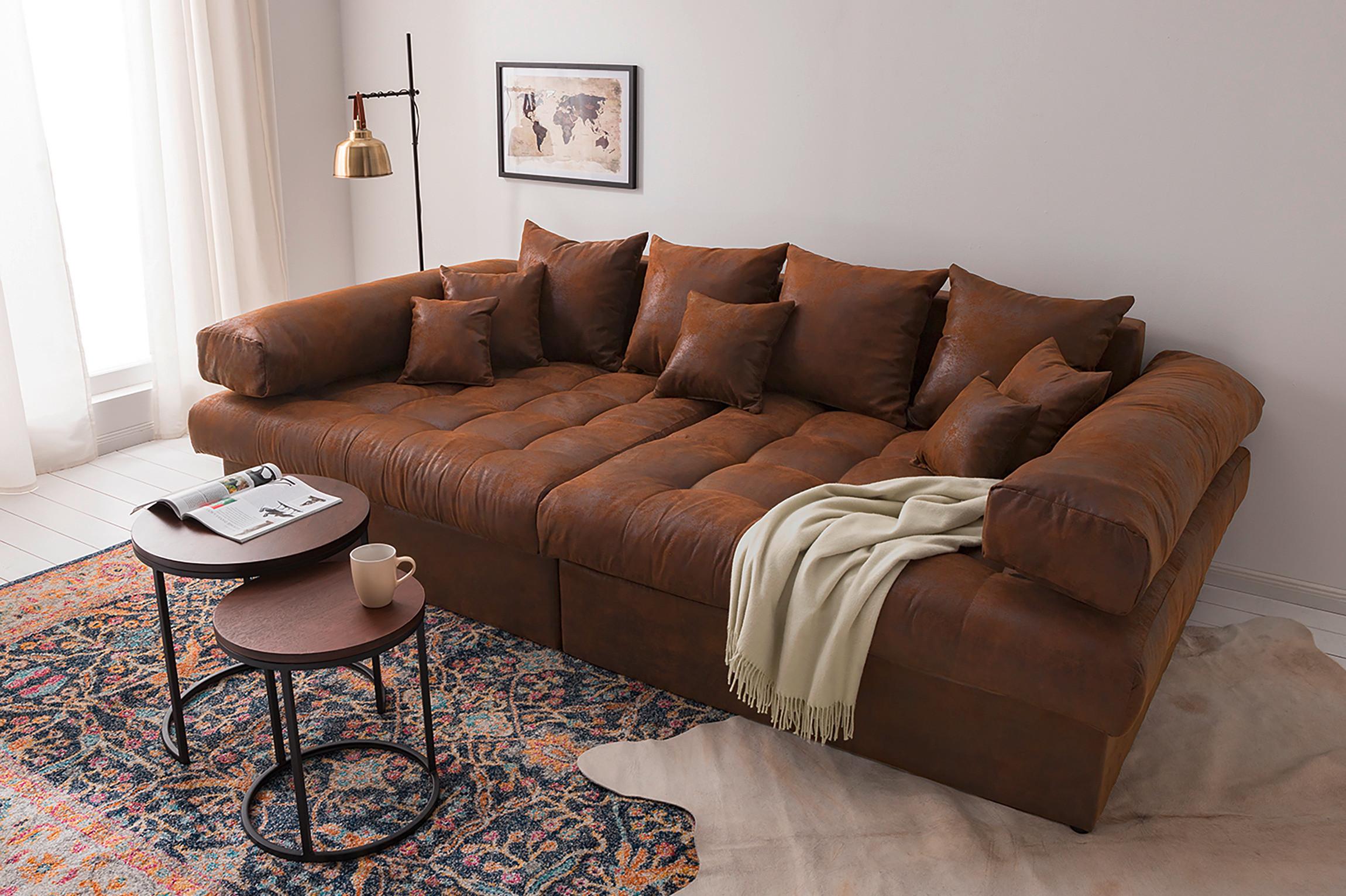 Bigsofa Naomi Braun B: 284 Cm - Schwarz/Braun, Design, Textil (284/94/148cm) - Livetastic