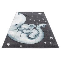 Kinderteppich Elefant Blau/grau/weiß Kids 160x230 Cm - Blau/Weiß, Trend, Textil (160/230cm)