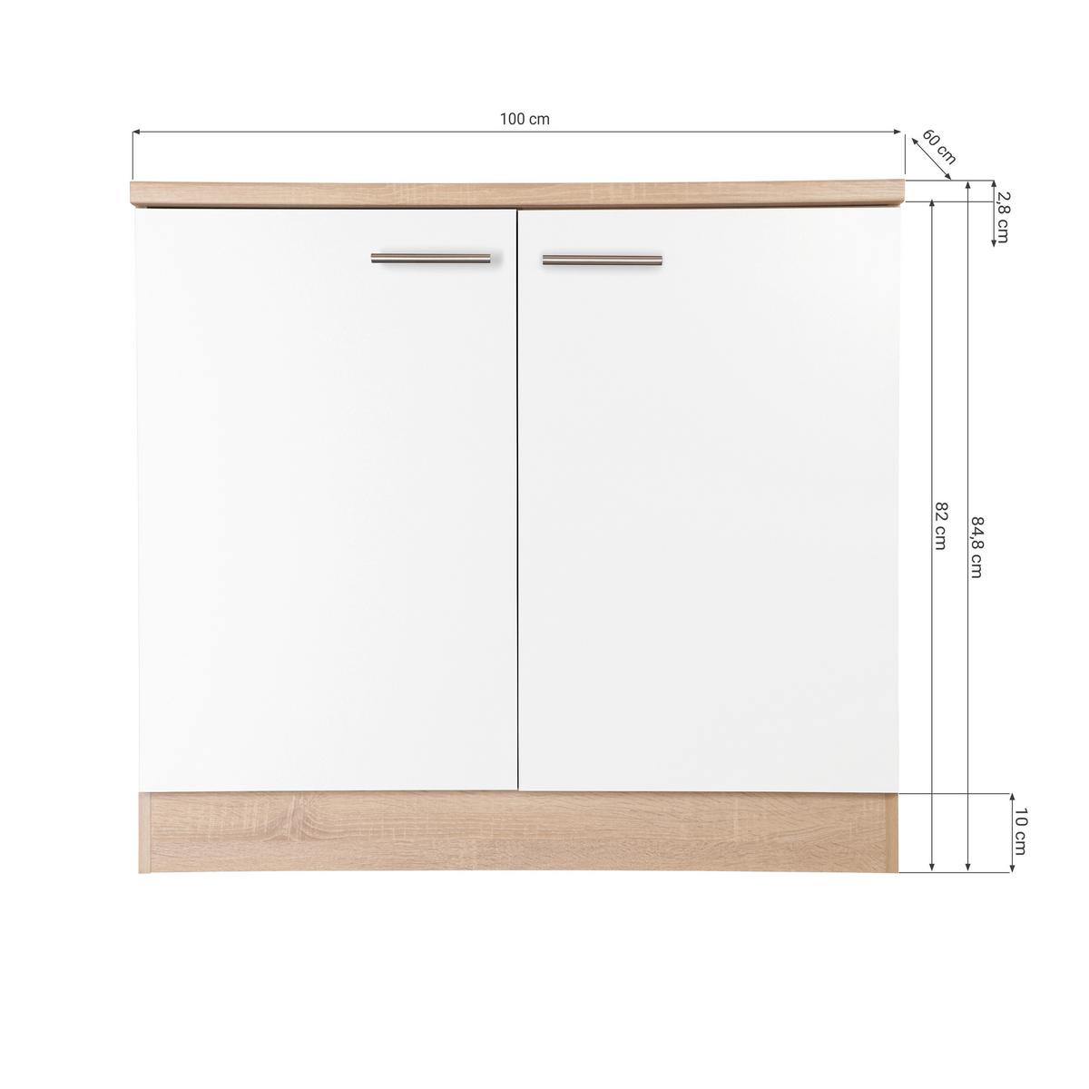 Spülenunterschrank Merle Grau/Eiche Dekor B:100cm - Eichefarben/Grau, Basics, Holzwerkstoff (100/84,8/60cm) - Respekta