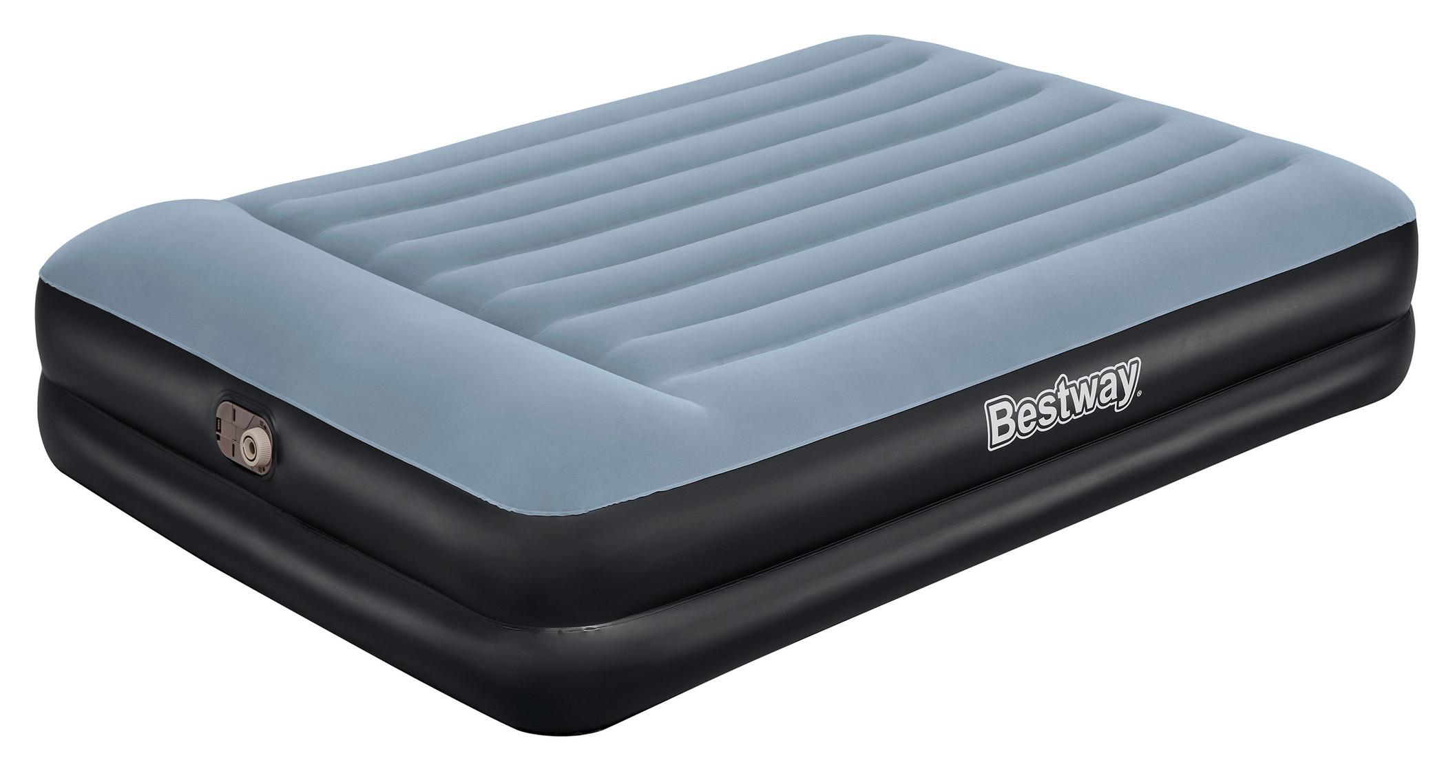 Luftbett Kimi 203x152x46 cm bis 300kg, inkl. Pumpe - Hellgrau/Schwarz, Kunststoff (203/152/46cm) - Bestway