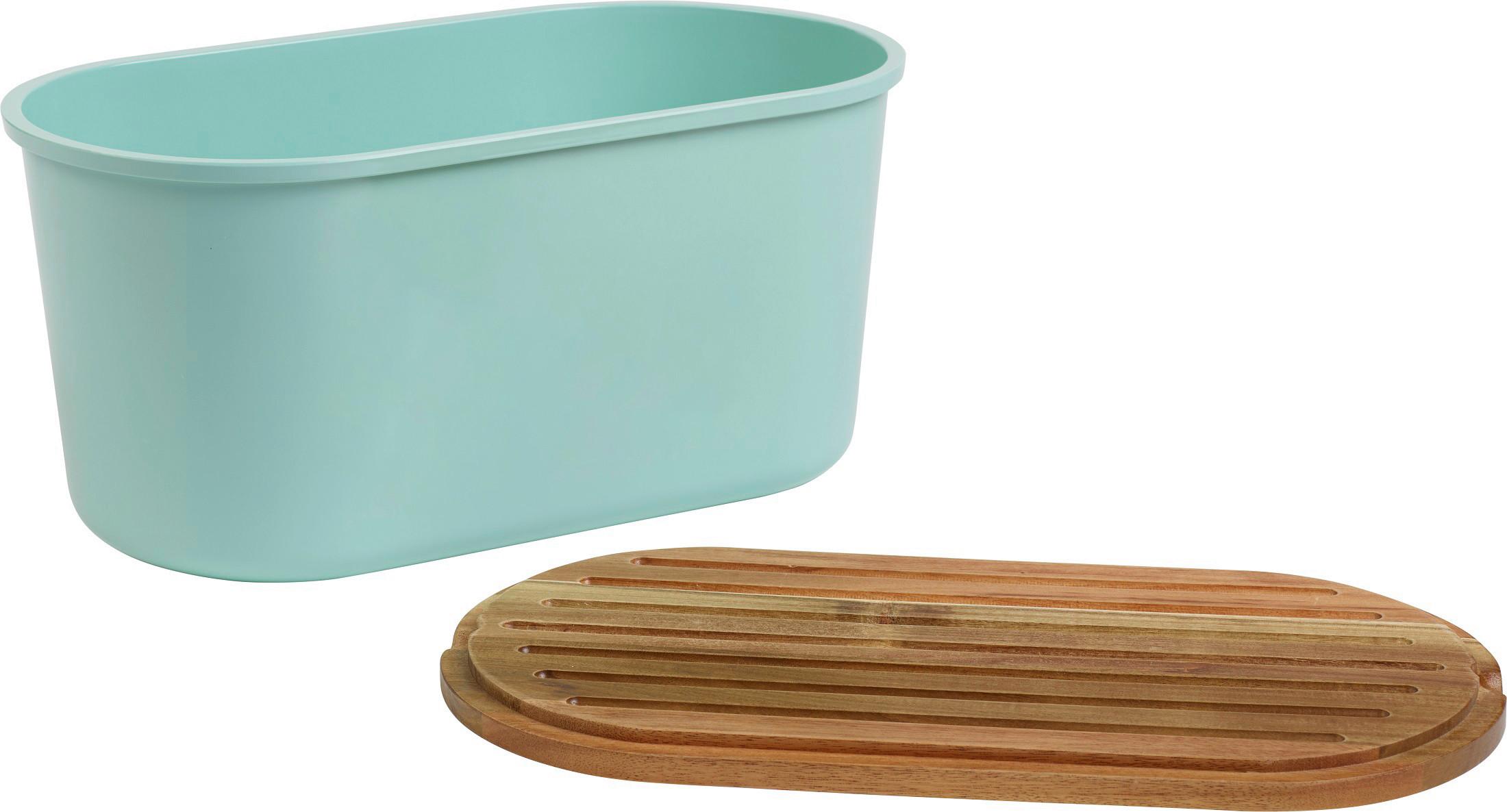 Box na chlieb EW-BK-0195 - farba akácie/tyrkysová, Basics, drevo/plast (21,50/37,00/17,20cm) - Echtwerk