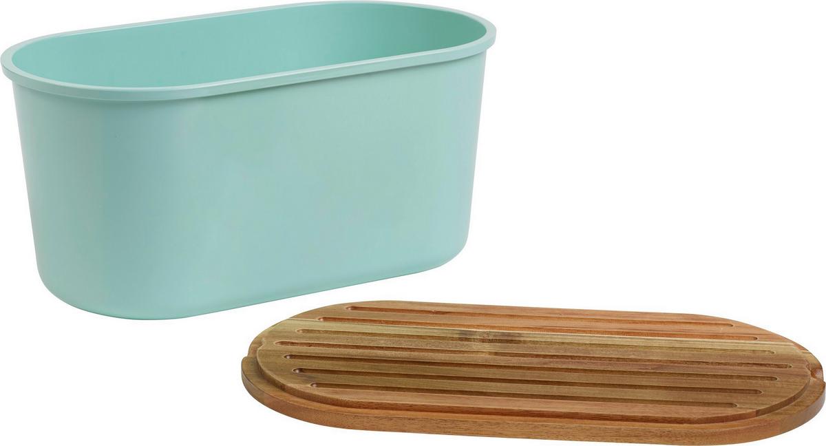 Box na chlieb EW-BK-0195 - farba akácie/tyrkysová, Basics, drevo/plast (21,50/37,00/17,20cm) - Echtwerk