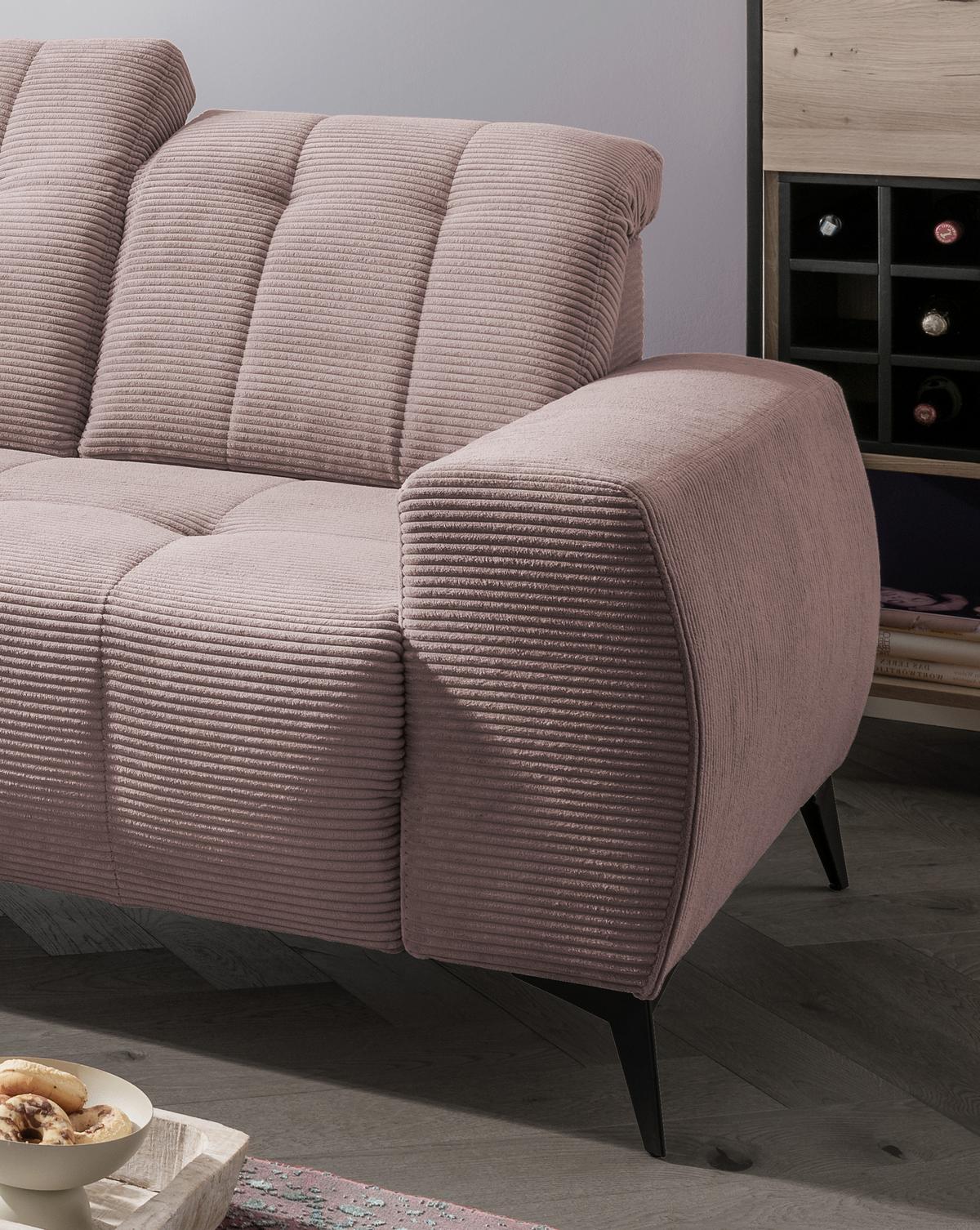 Ecksofa Mit Usb Anschluss Sano, Rosa, S: 200x261 Cm - Schwarz/Rosa, MODERN, Textil (200/261cm) - Livetastic