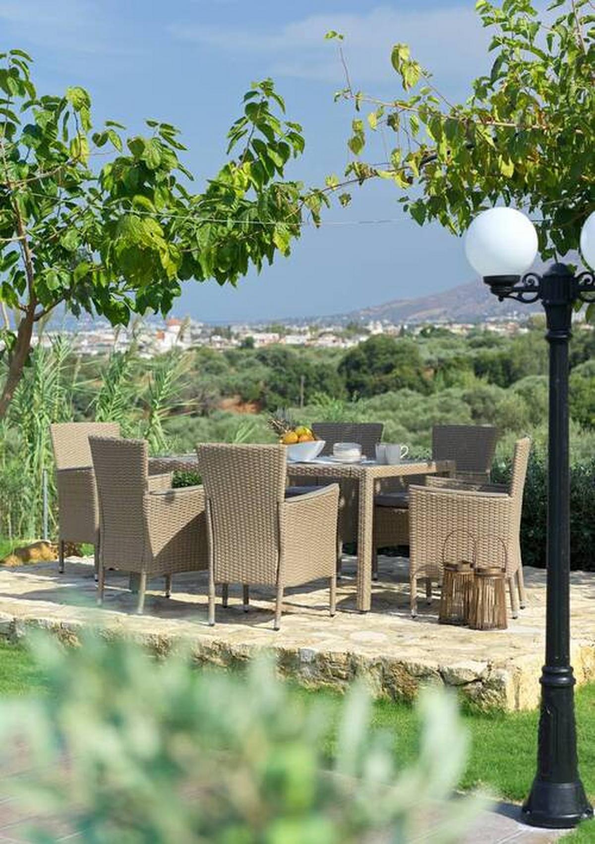 Gartengarnitur 7-tlg. Porto Rio Rattanoptik Mit Kissen - Hellbraun/Grau, MODERN, Kunststoff/Textil (60/150/88/75cm) - Luca Bessoni