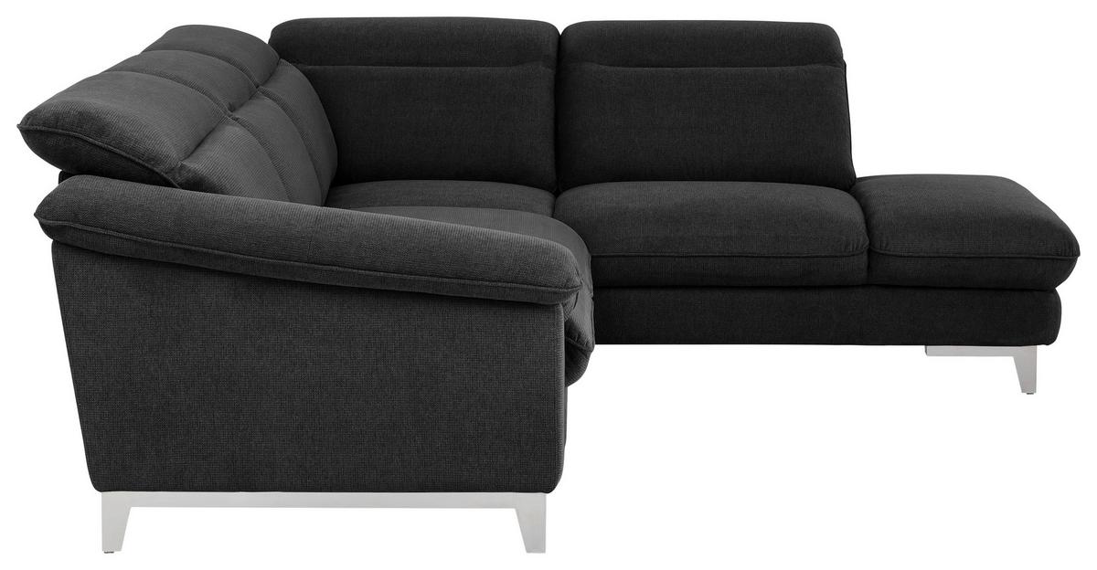 Ecksofa Mit Schlaffunktion Teresa Schwarz - Chromfarben/Schwarz, Design, Textil (293/232cm) - Livetastic