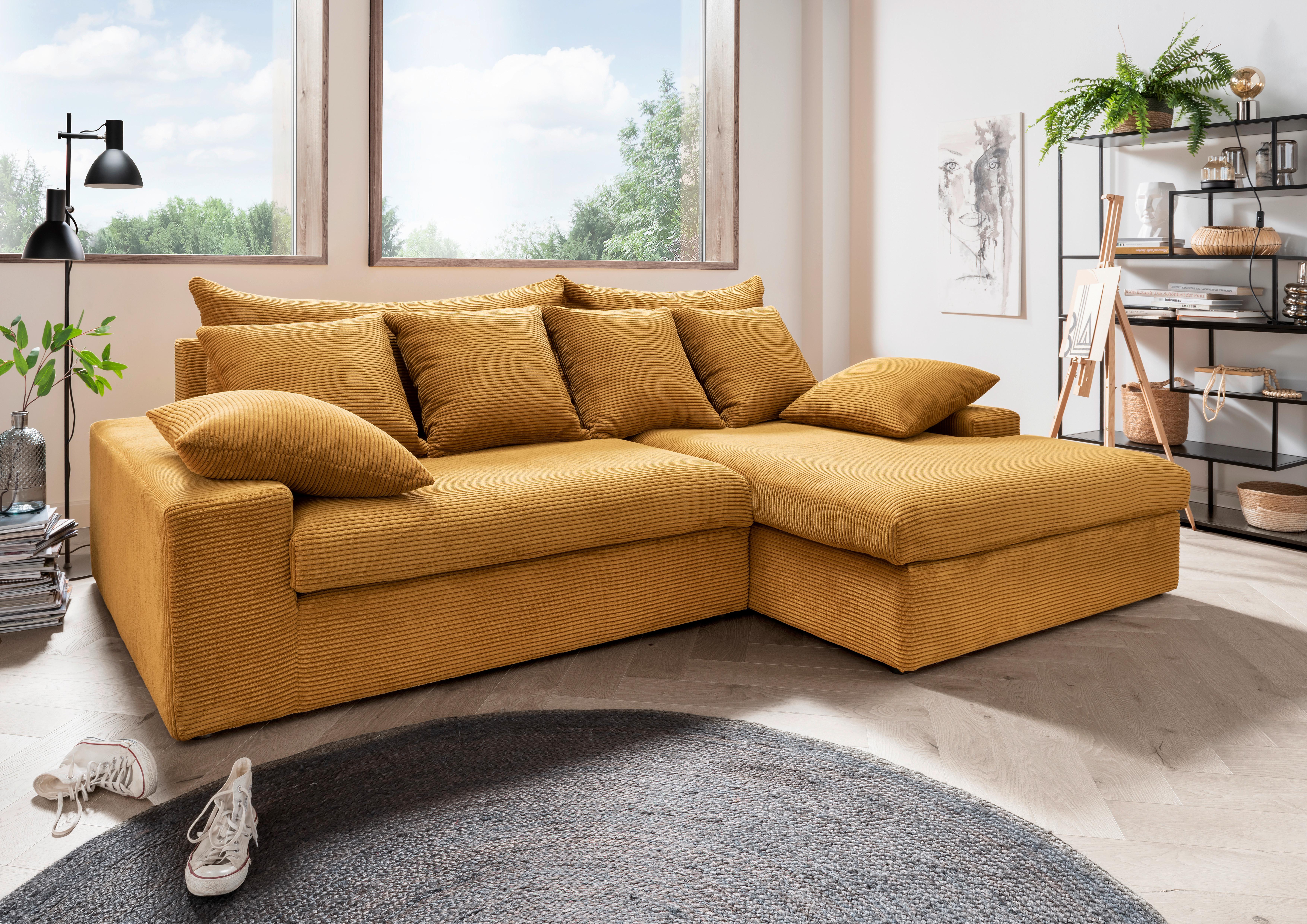 Ecksofa Avellino Goldfarben S: 278/200 cm - Goldfarben/Schwarz, MODERN, Textil (278/200cm) - Livetastic