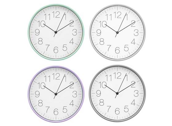 Nástenné Hodiny Carlo - pink/sivá, Konvenčný, plast (30cm) Nástenné Hodiny Carlo - pink/sivá, Konvenčný, plast (30cm)