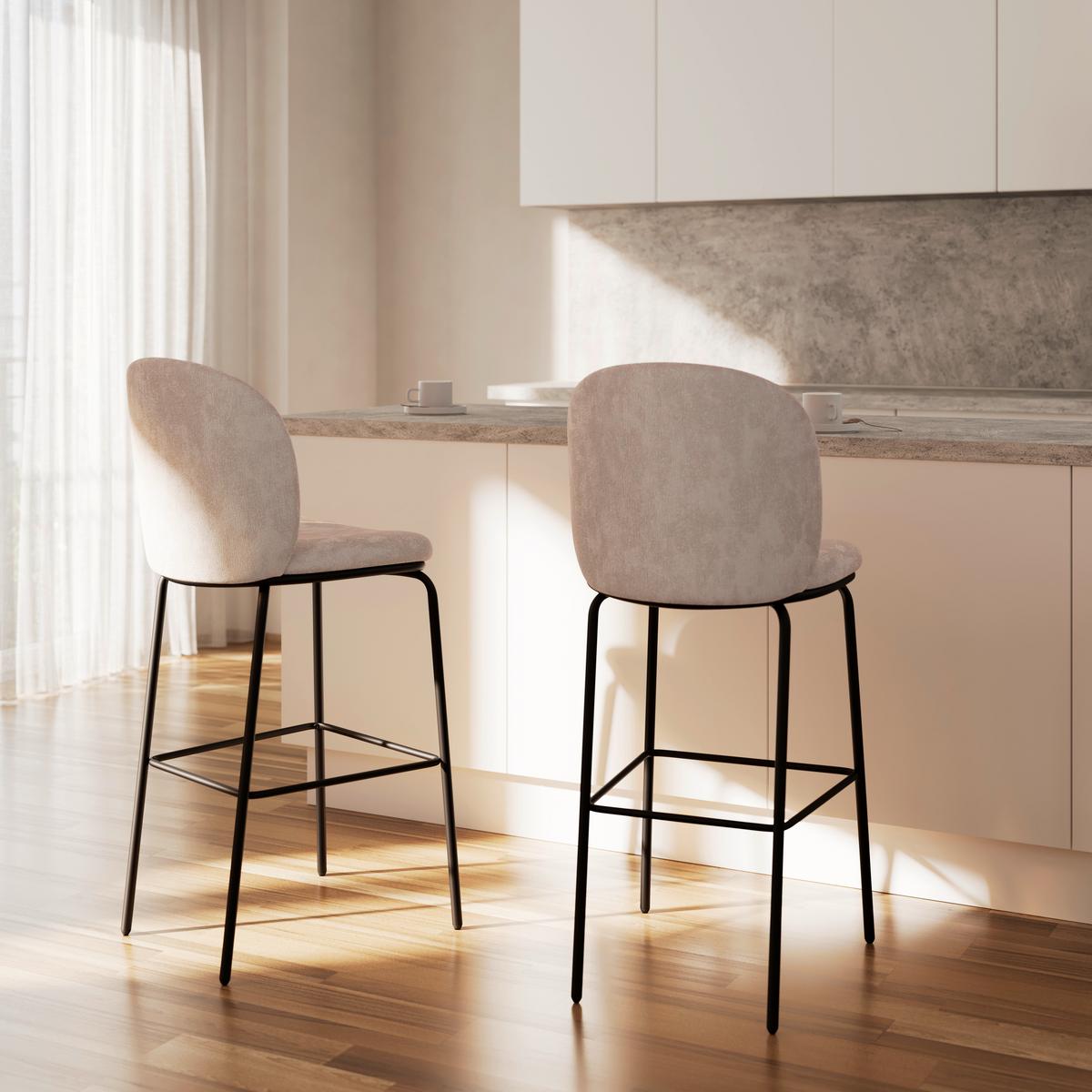 BAROVÁ ŽIDLE MALEA - černá/béžová, Moderní, kov/dřevo (46/103/53cm) - Bessagi Home