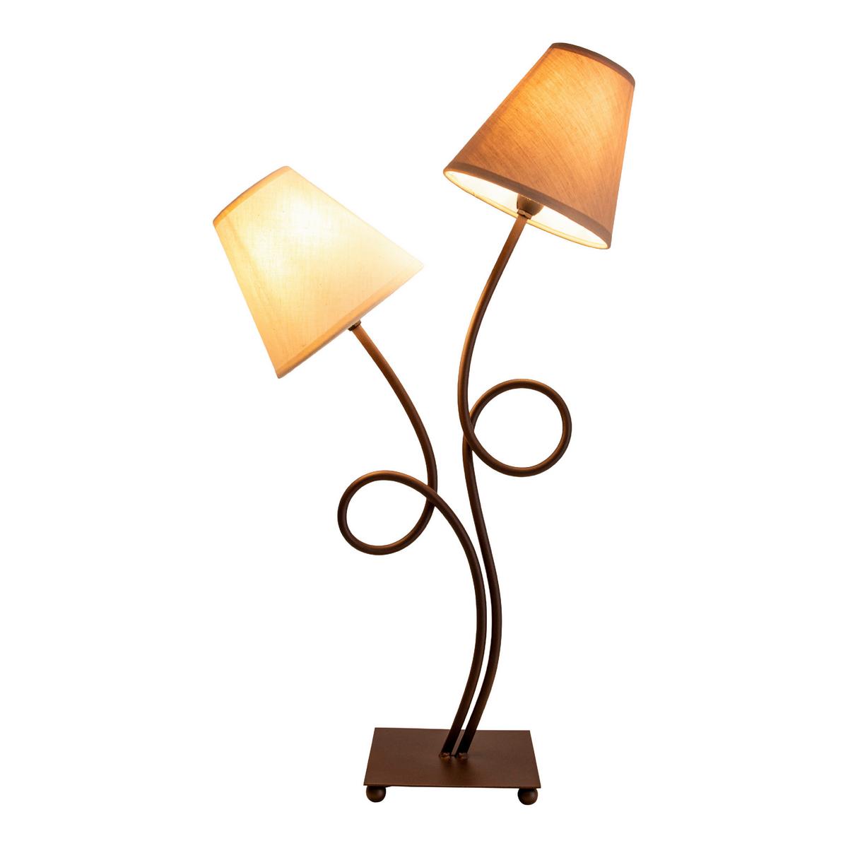 Tischlampe Boho Beige/Braun mit Kippschalter - Braun, LIFESTYLE, Textil/Metall (38/65cm) - Näve